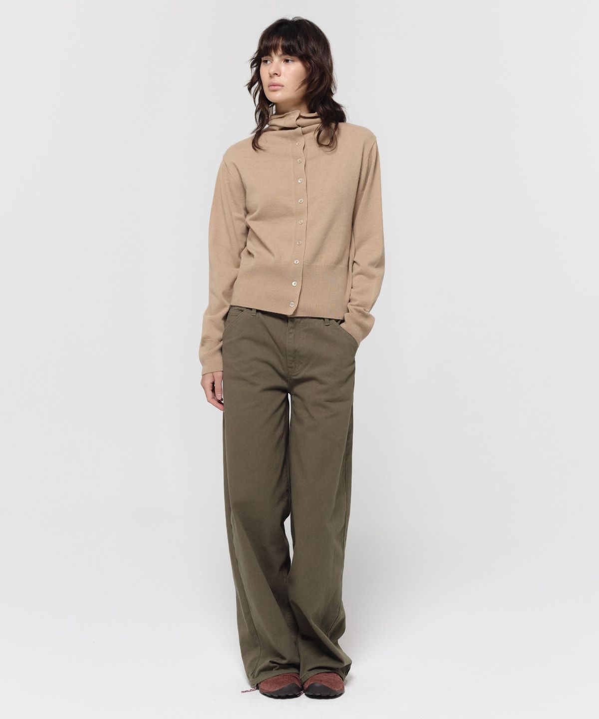 지비에이치 어패럴(GBH APPAREL) MERINO WOOL HIGH-NECK CARDIGAN / BEIGE