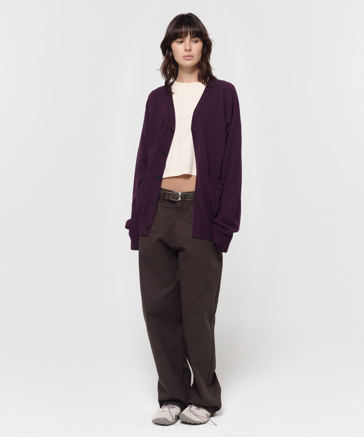 지비에이치 어패럴(GBH APPAREL) MERINO WOOL LOOSE CARDIGAN / PURPLE