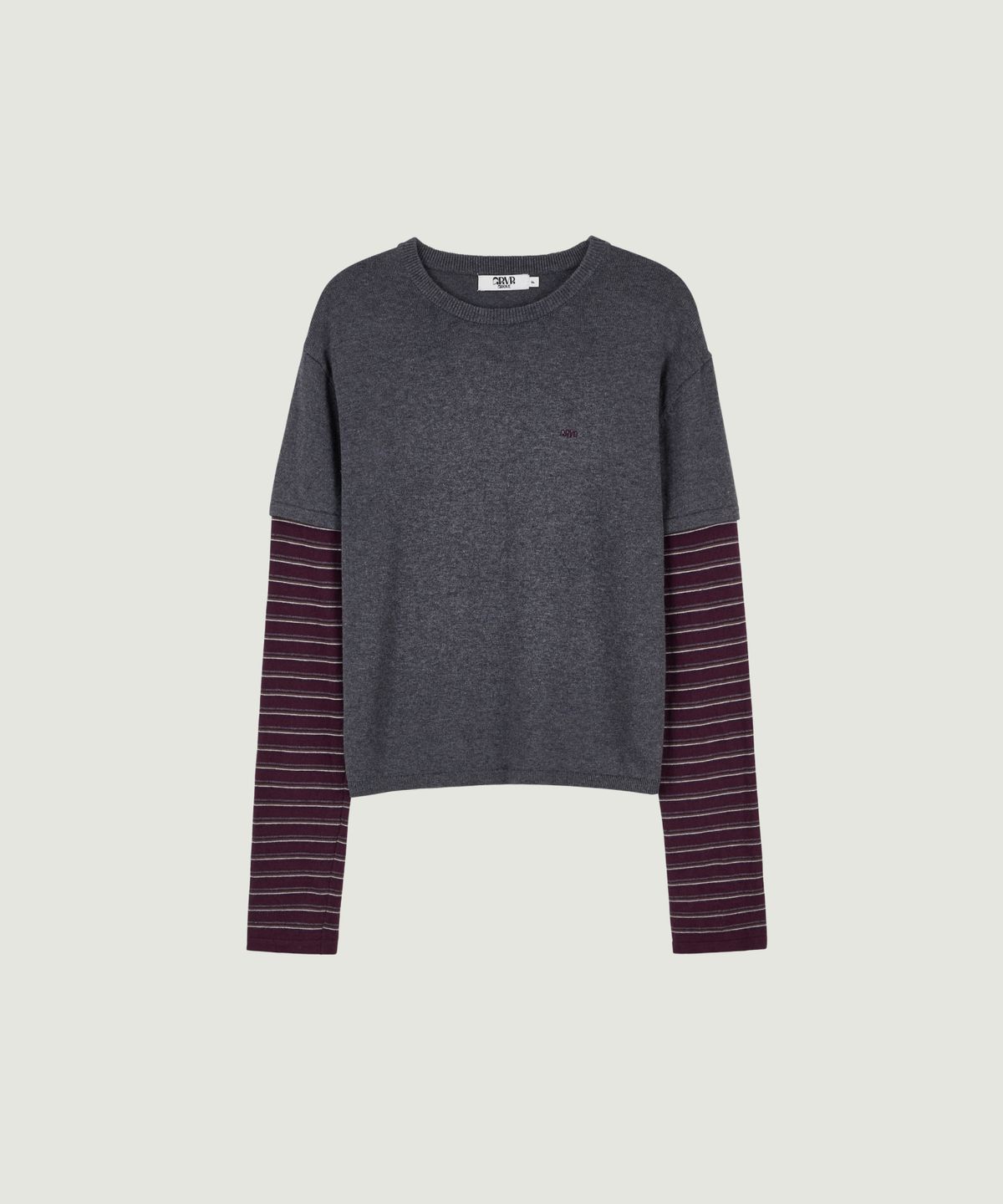 그로브(GROVE) LUCIE STRIPE LAYERED KNIT (MELANGE GRAY)