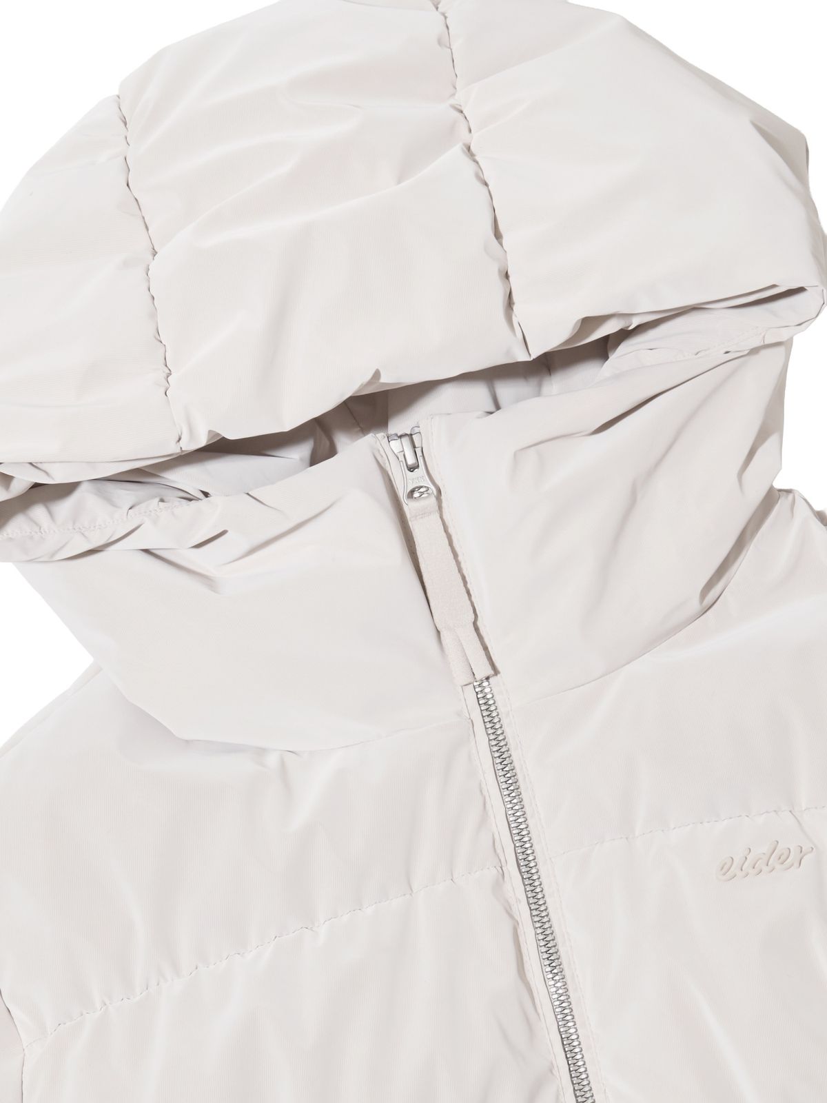 아이더(EIDER) MONGLIT (몽글릿) 여성 벨벳 후디 구스 다운 자켓_OATMEAL