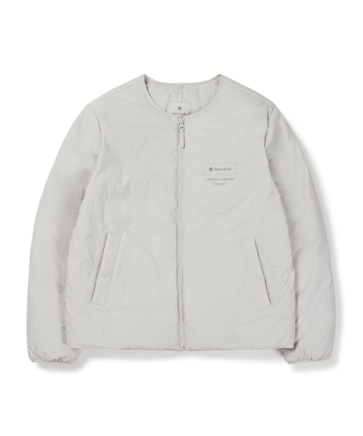 스노우피크 어패럴(SNOWPEAK APPAREL) 랜드 우븐 패치 경량 다운 자켓 (S26WMGDJ62) Stone Gray