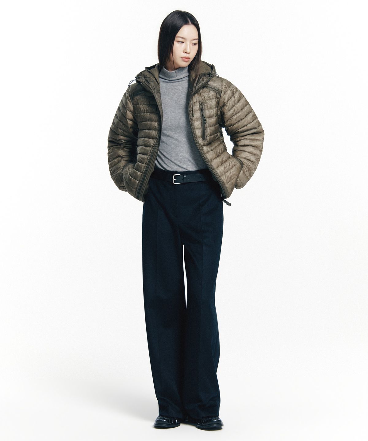 헤지스(HAZZYS) [고준희PICK][HIS] 카키 경량 구스 다운
