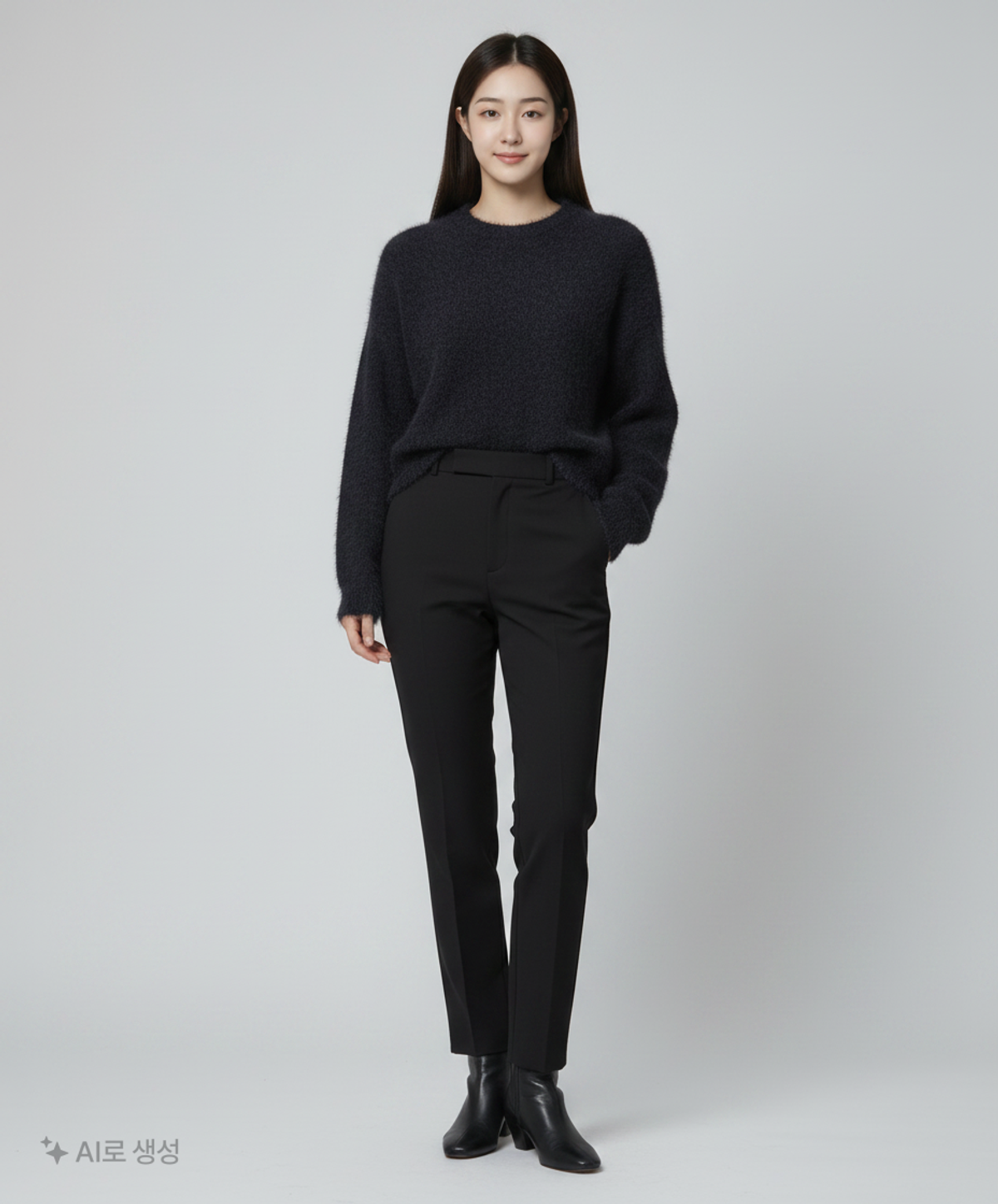 노매뉴얼(NOMANUAL) FUZZ HAIRY KNIT - BLACK S