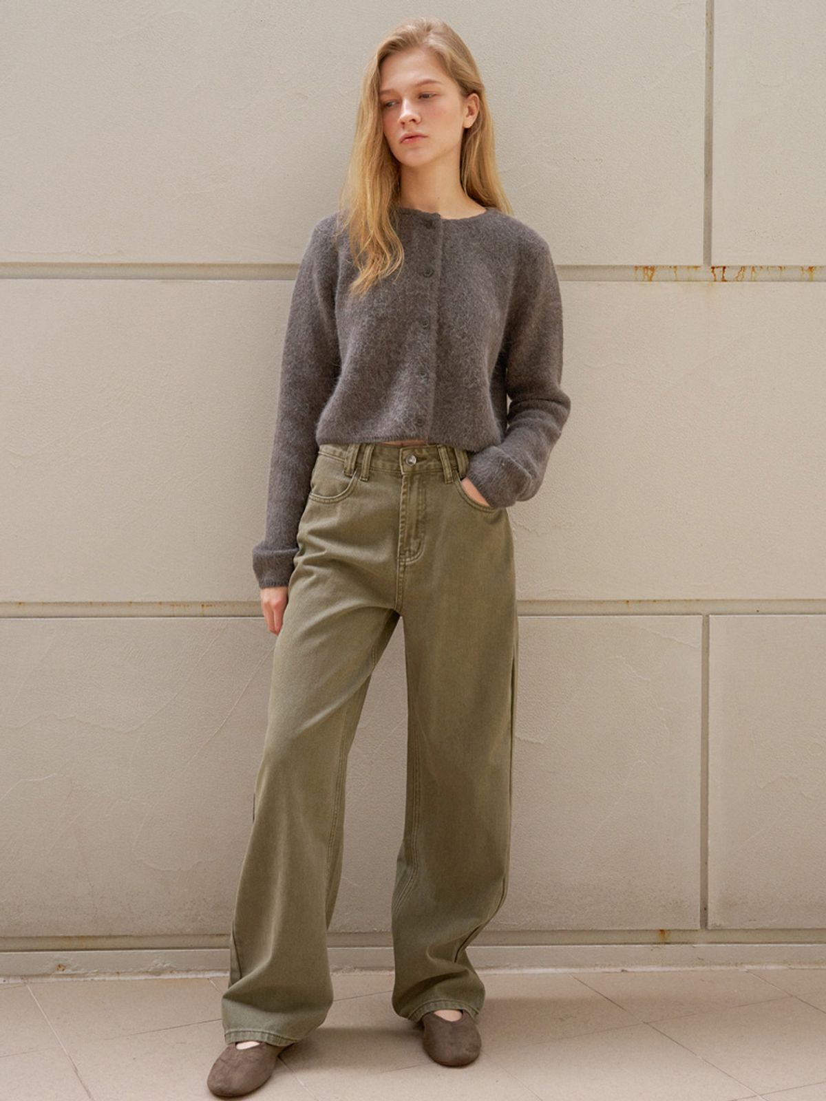 엘씨브이(LCVE) STRAIGHT KHAKI DENIM PANTS