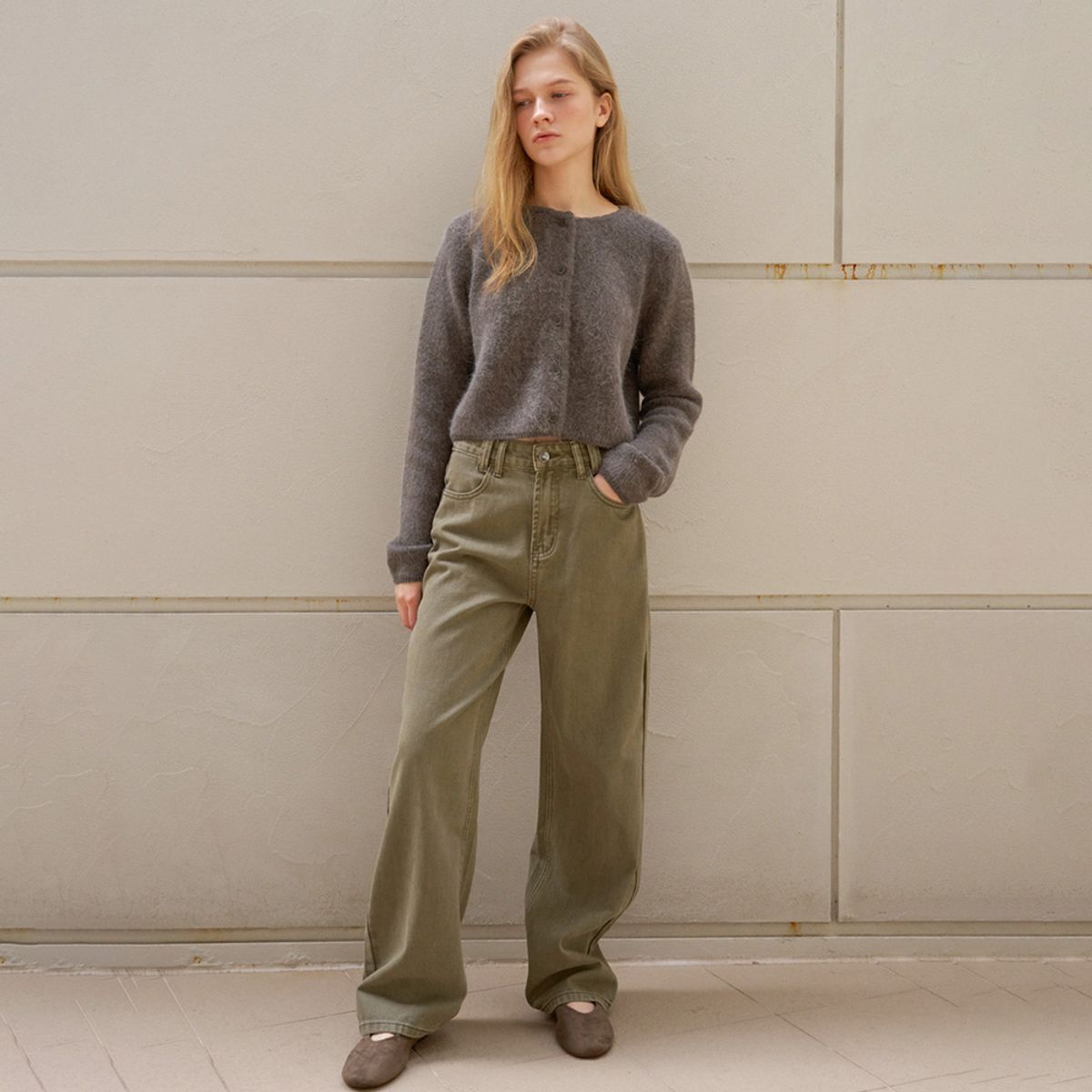 엘씨브이(LCVE) STRAIGHT KHAKI DENIM PANTS
