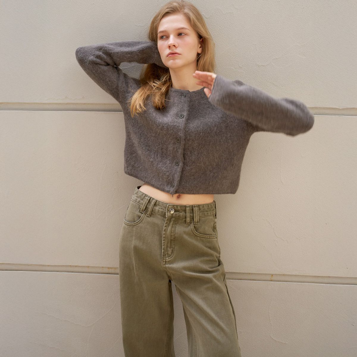 엘씨브이(LCVE) STRAIGHT KHAKI DENIM PANTS