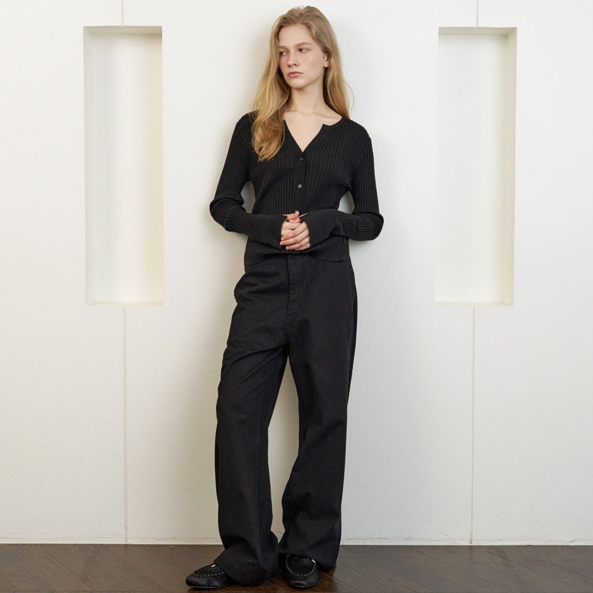엘씨브이(LCVE) RELAXED FIT COTTON PANTS_BLACK