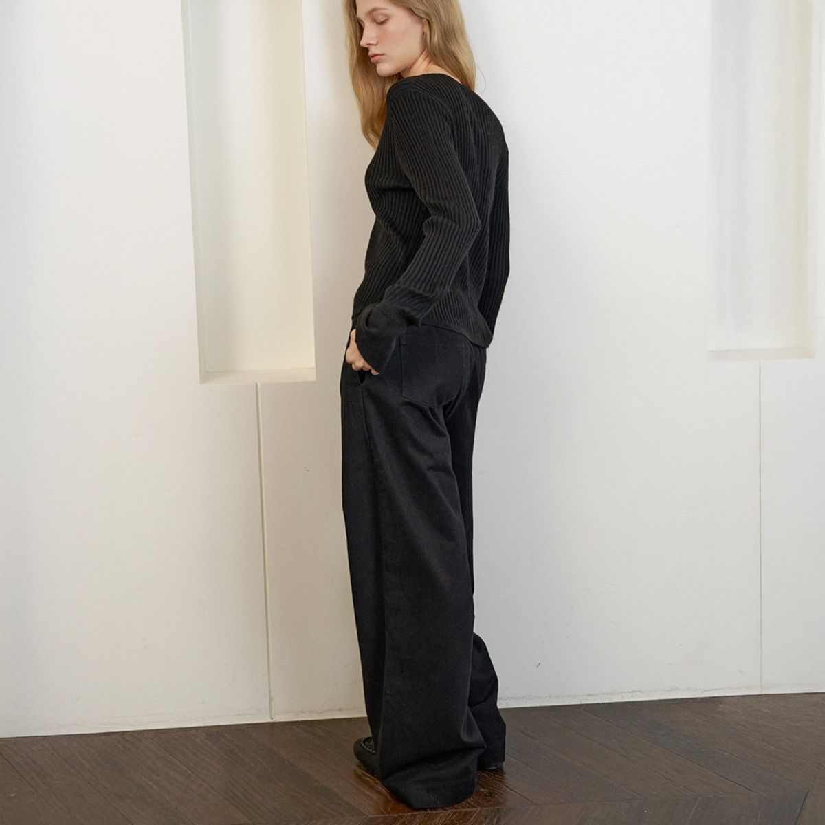 엘씨브이(LCVE) RELAXED FIT COTTON PANTS_BLACK