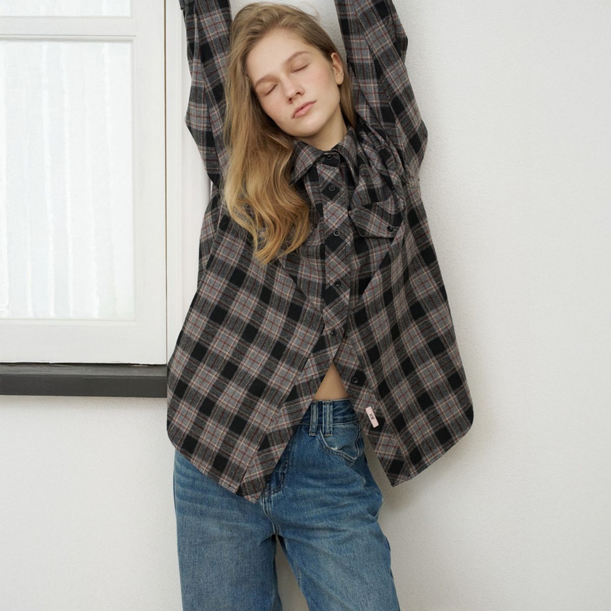 엘씨브이(LCVE) OVER-FIT CHECK SHIRTS_GRAY