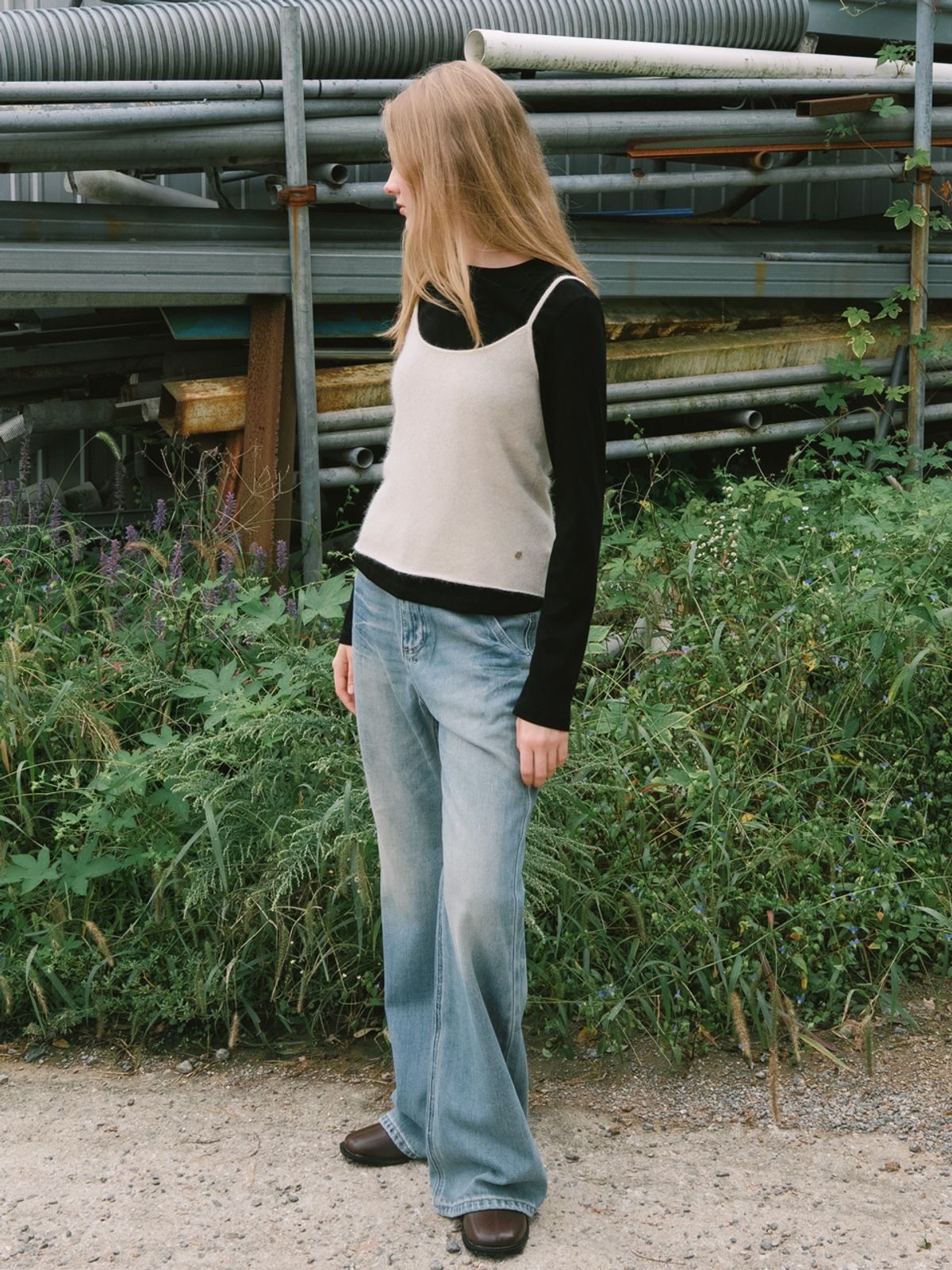 엘씨브이(LCVE) RACCOON KNIT SLEEVELESS TOP_IVORY