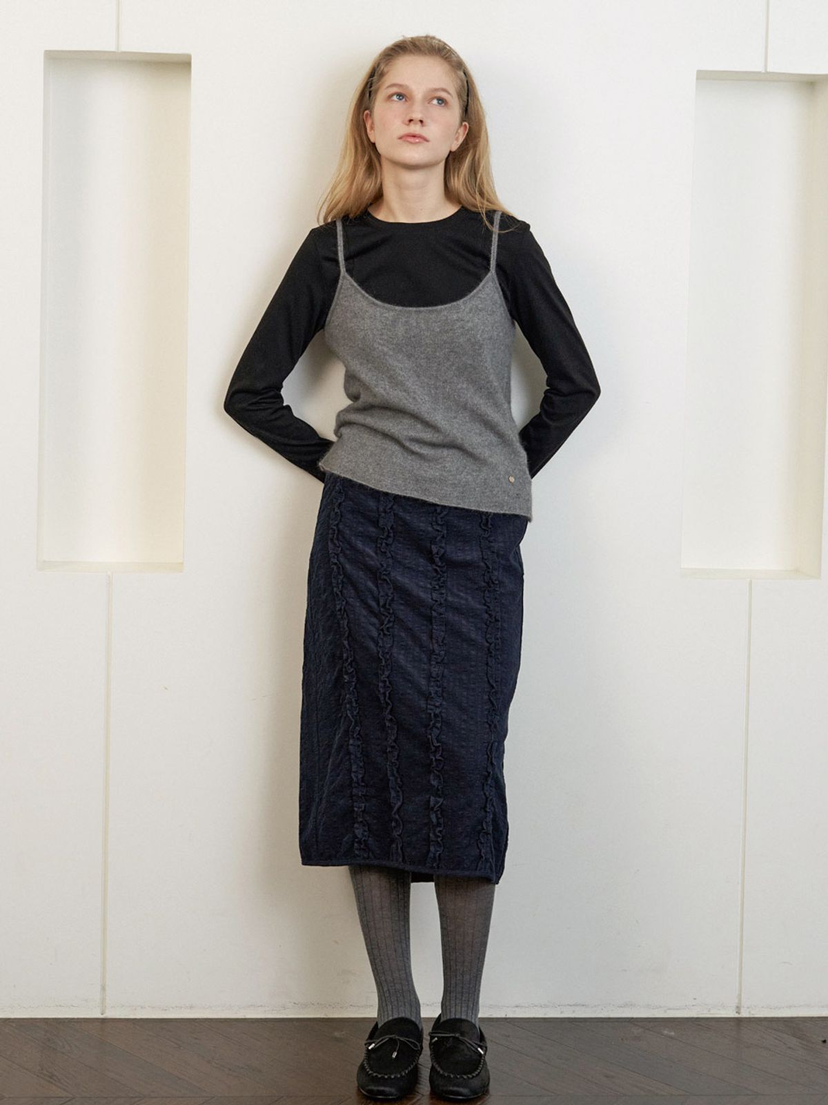 엘씨브이(LCVE) RACCOON KNIT SLEEVELESS TOP_GRAY