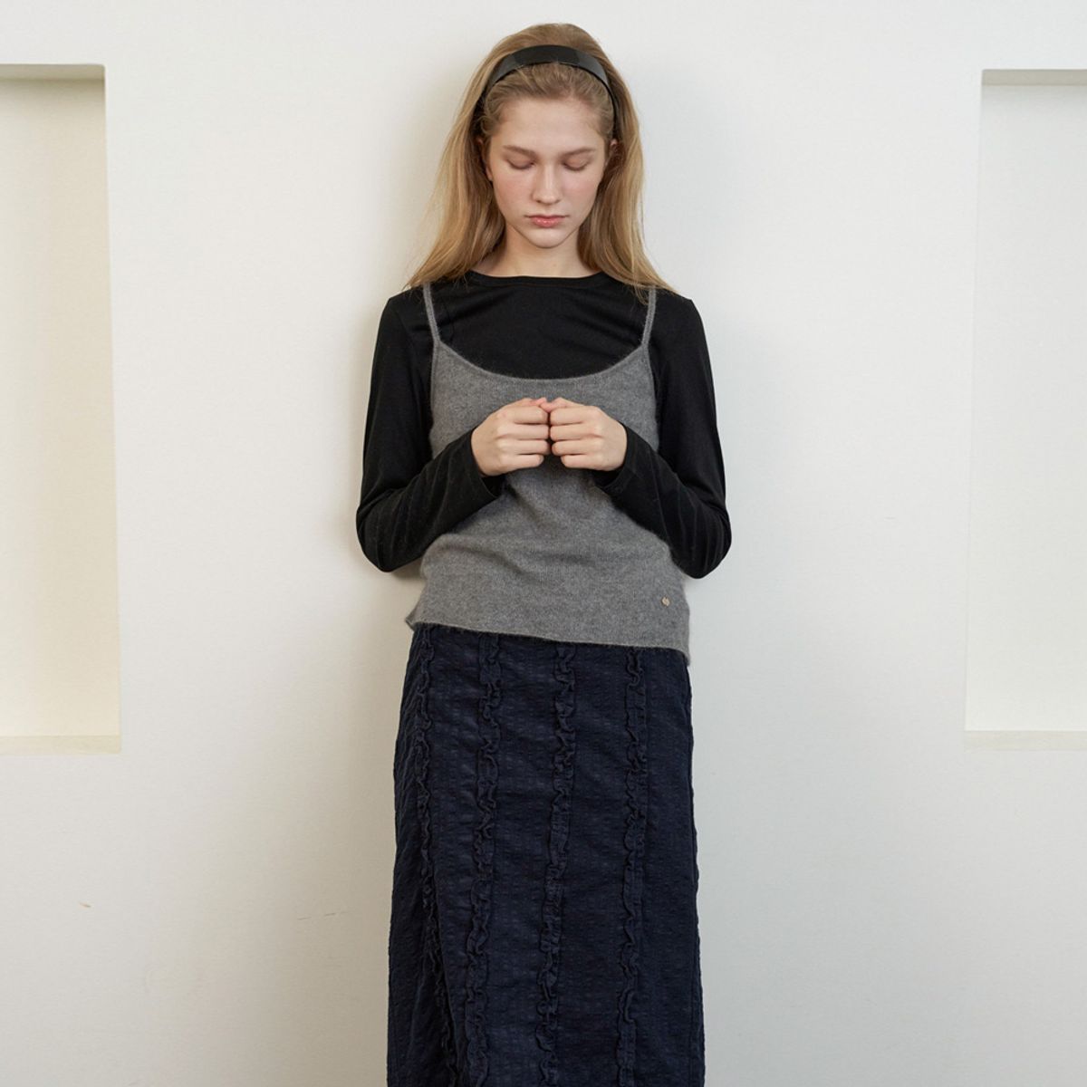 엘씨브이(LCVE) RACCOON KNIT SLEEVELESS TOP_GRAY