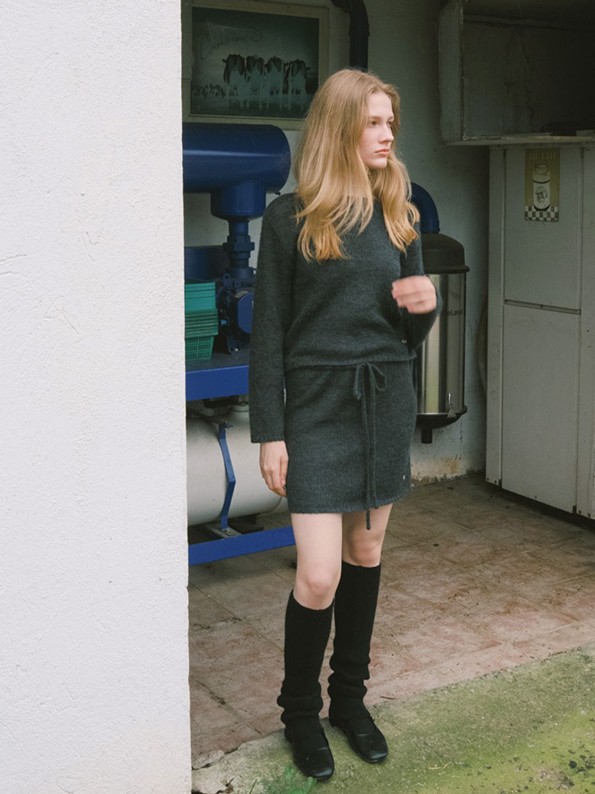엘씨브이(LCVE) [SET] MOHAIR LAYERED KNIT SET_CHARCOAL