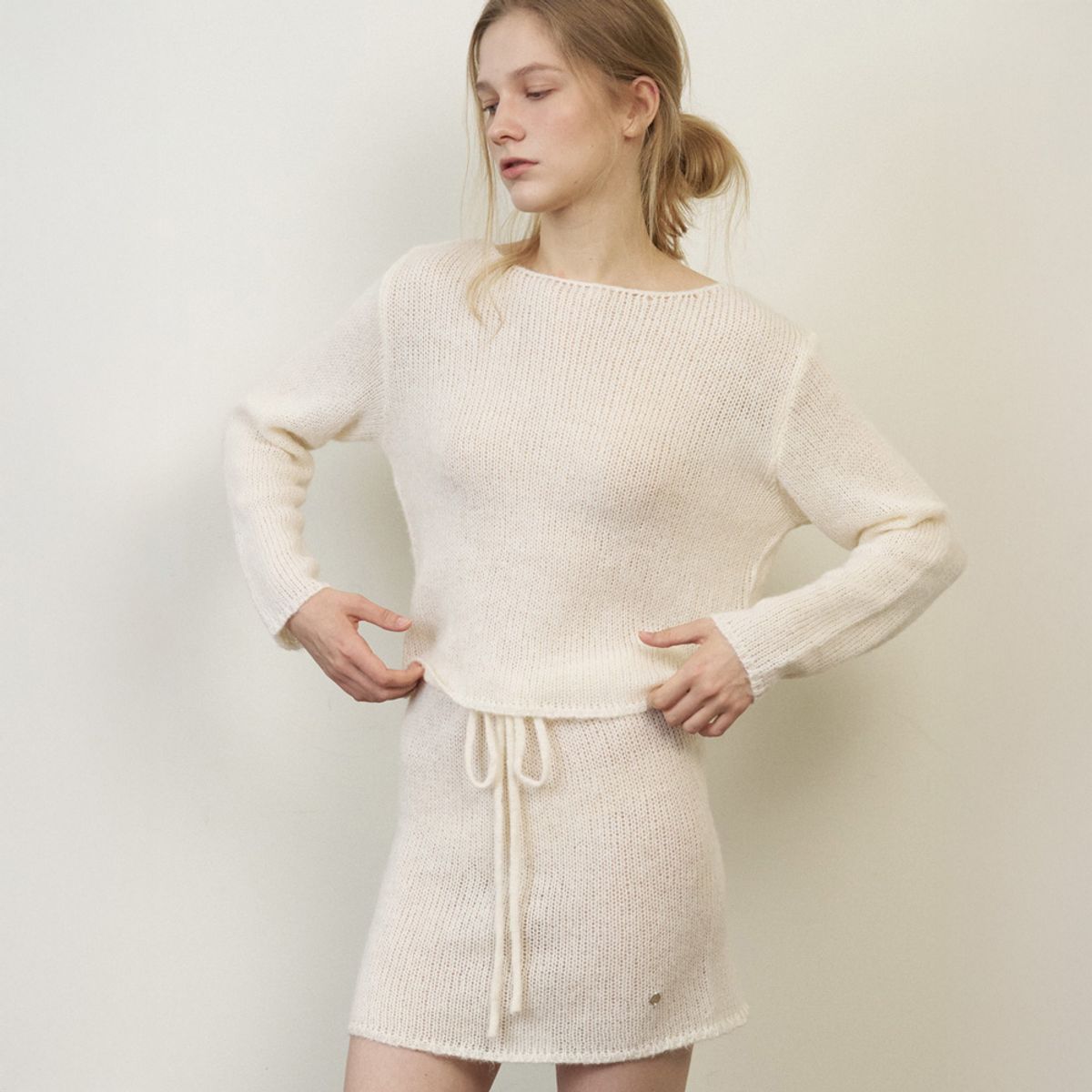 엘씨브이(LCVE) [SET] MOHAIR LAYERED KNIT SET_IVORY