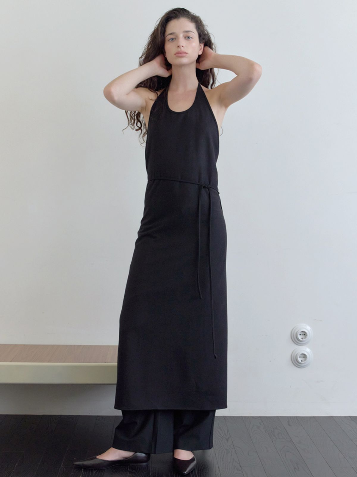 엘씨브이(LCVE) HALTER-NECK WRAP DRESS_BLACK