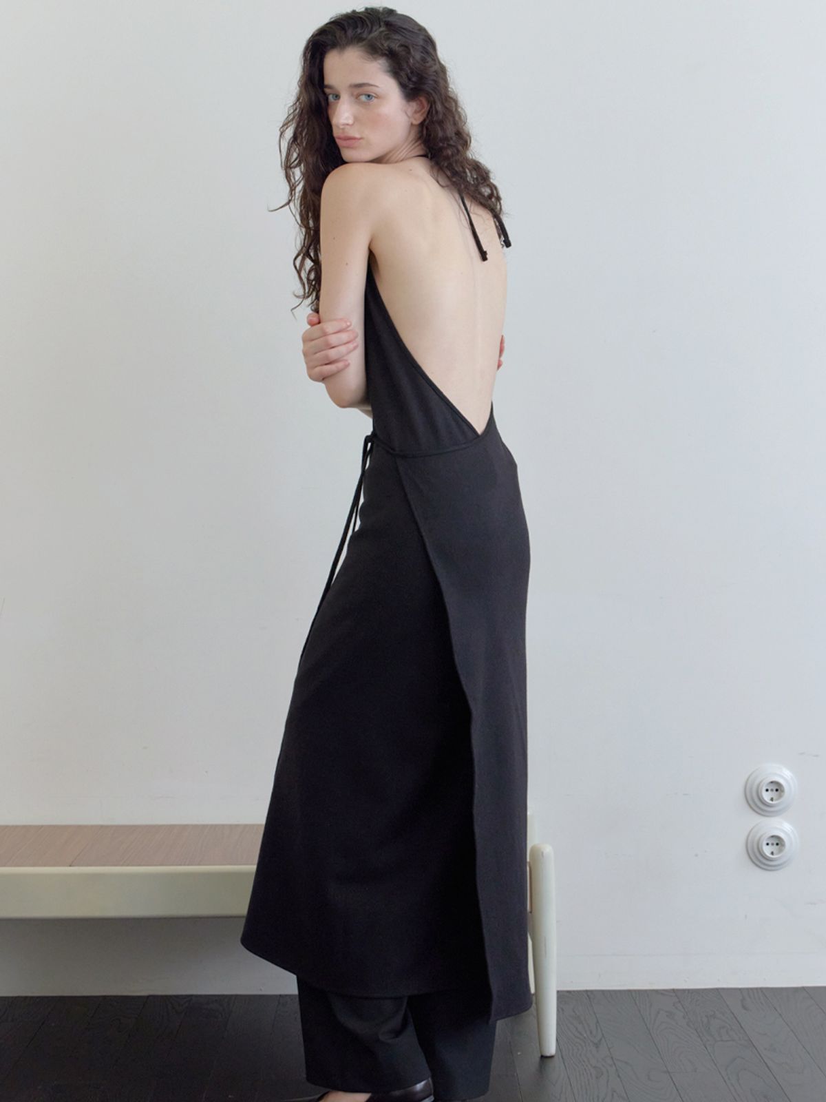 엘씨브이(LCVE) HALTER-NECK WRAP DRESS_BLACK