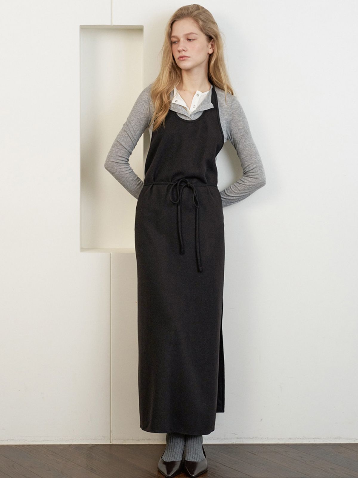 엘씨브이(LCVE) HALTER-NECK WRAP DRESS_BLACK