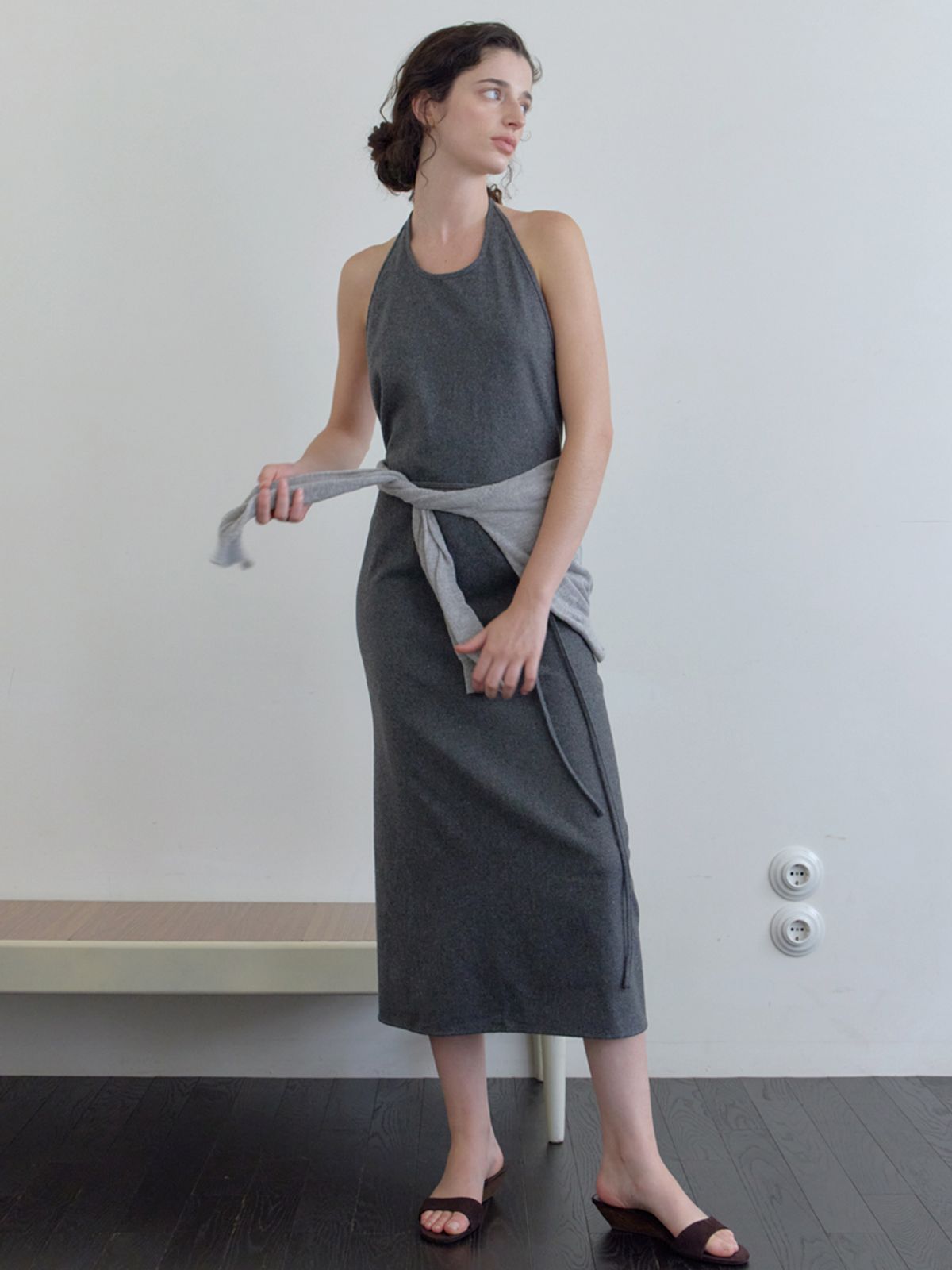 엘씨브이(LCVE) HALTER-NECK WRAP DRESS_GRAY