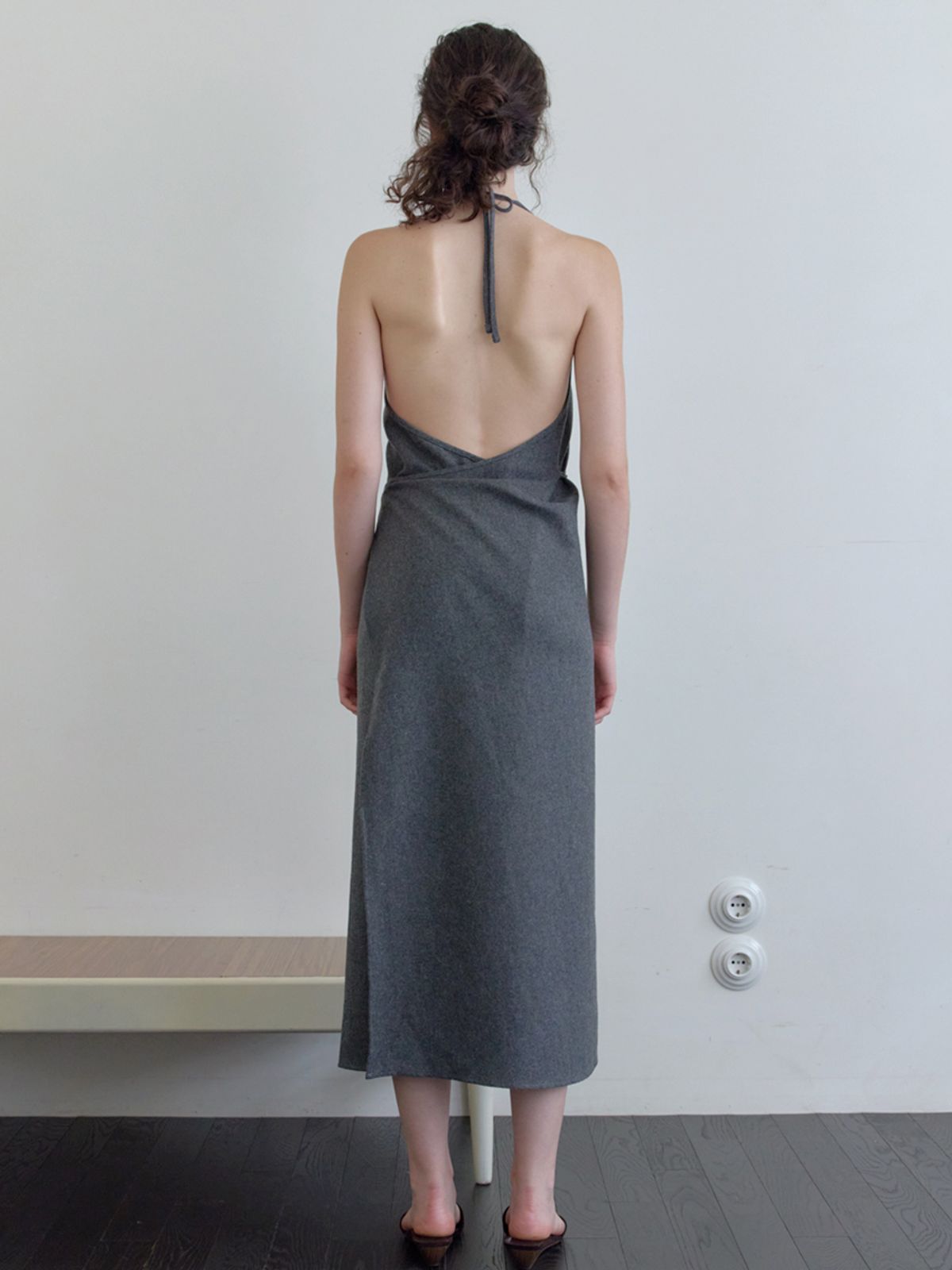 엘씨브이(LCVE) HALTER-NECK WRAP DRESS_GRAY