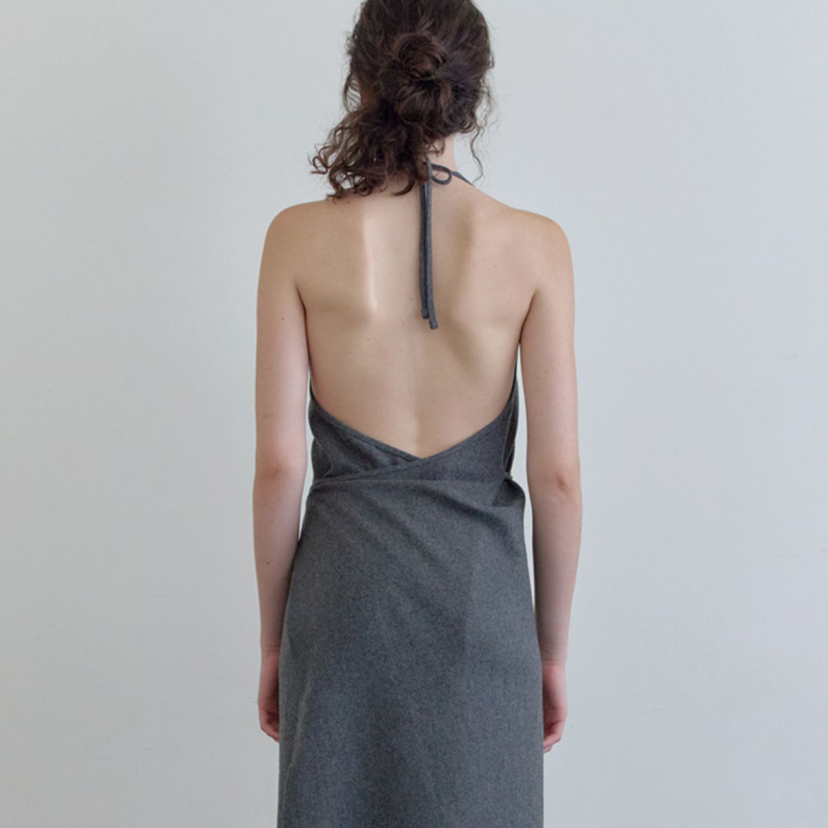 엘씨브이(LCVE) HALTER-NECK WRAP DRESS_GRAY