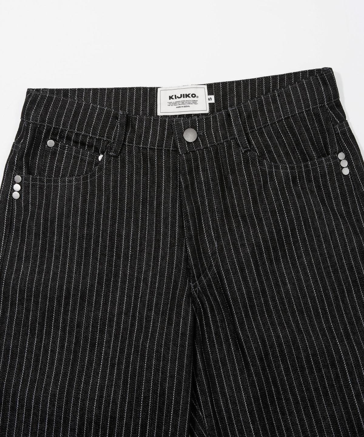 키지코(KIJIKO) ke620. Slim Semi-Low Adjust Denim Pinstripe