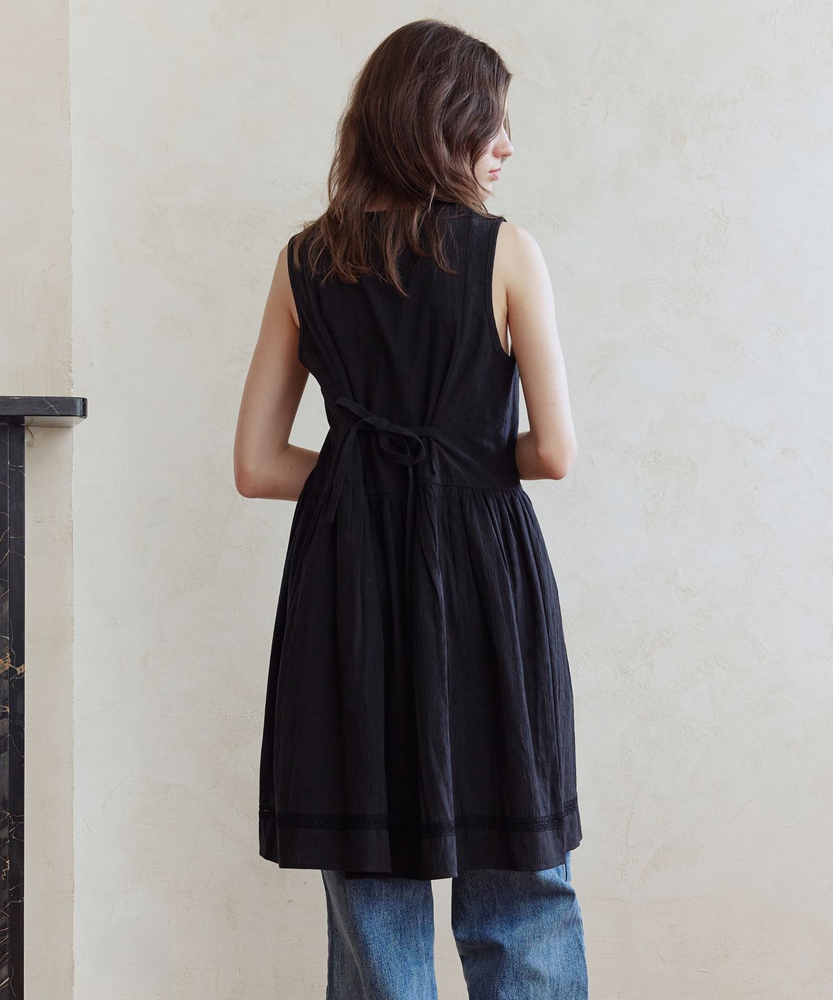 애프터아워즈(AFTERHOURS) COTTON PINTUCK DRESS (BLACK)