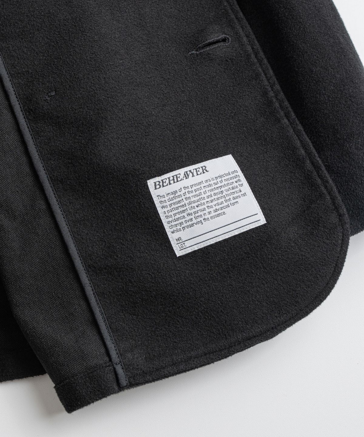 비헤비어(BEHEAVYER) SOFT MOLESKIN FRENCH DB JACKET faded black