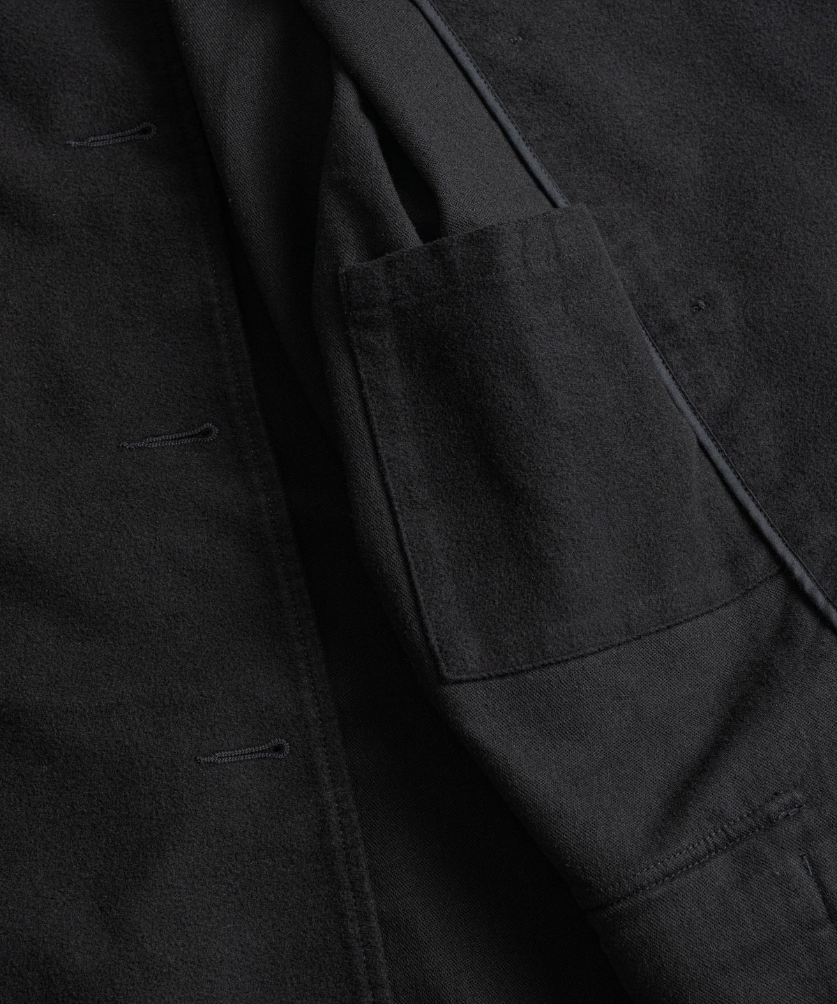 비헤비어(BEHEAVYER) SOFT MOLESKIN FRENCH DB JACKET faded black