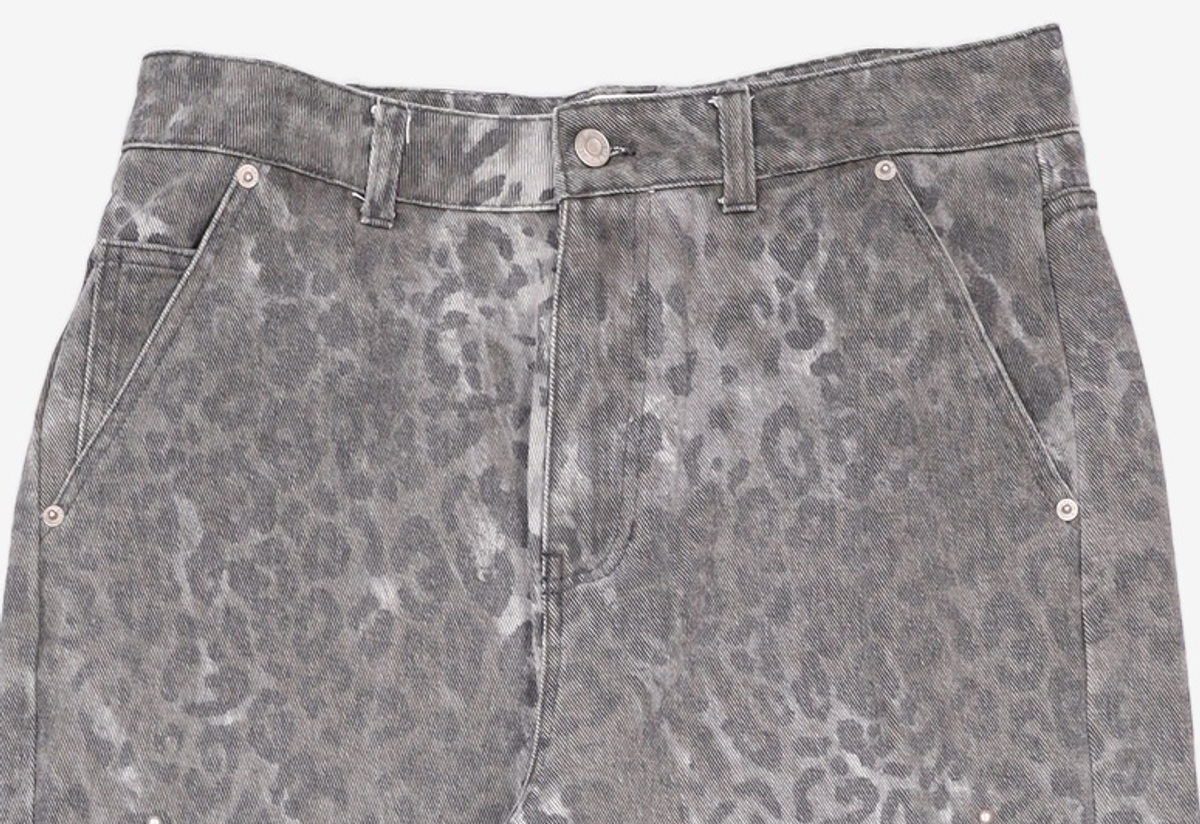 크리틱(CRITIC) LEOPARD CURVED PANTS CHARCOAL L