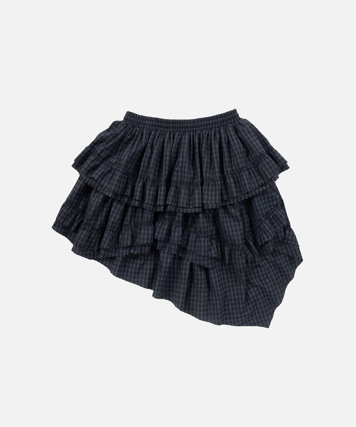 인스턴트펑크(INSTANTFUNK) [하리S PICK] RAW EDGE CHECK TIERED SKIRT - NAVY
