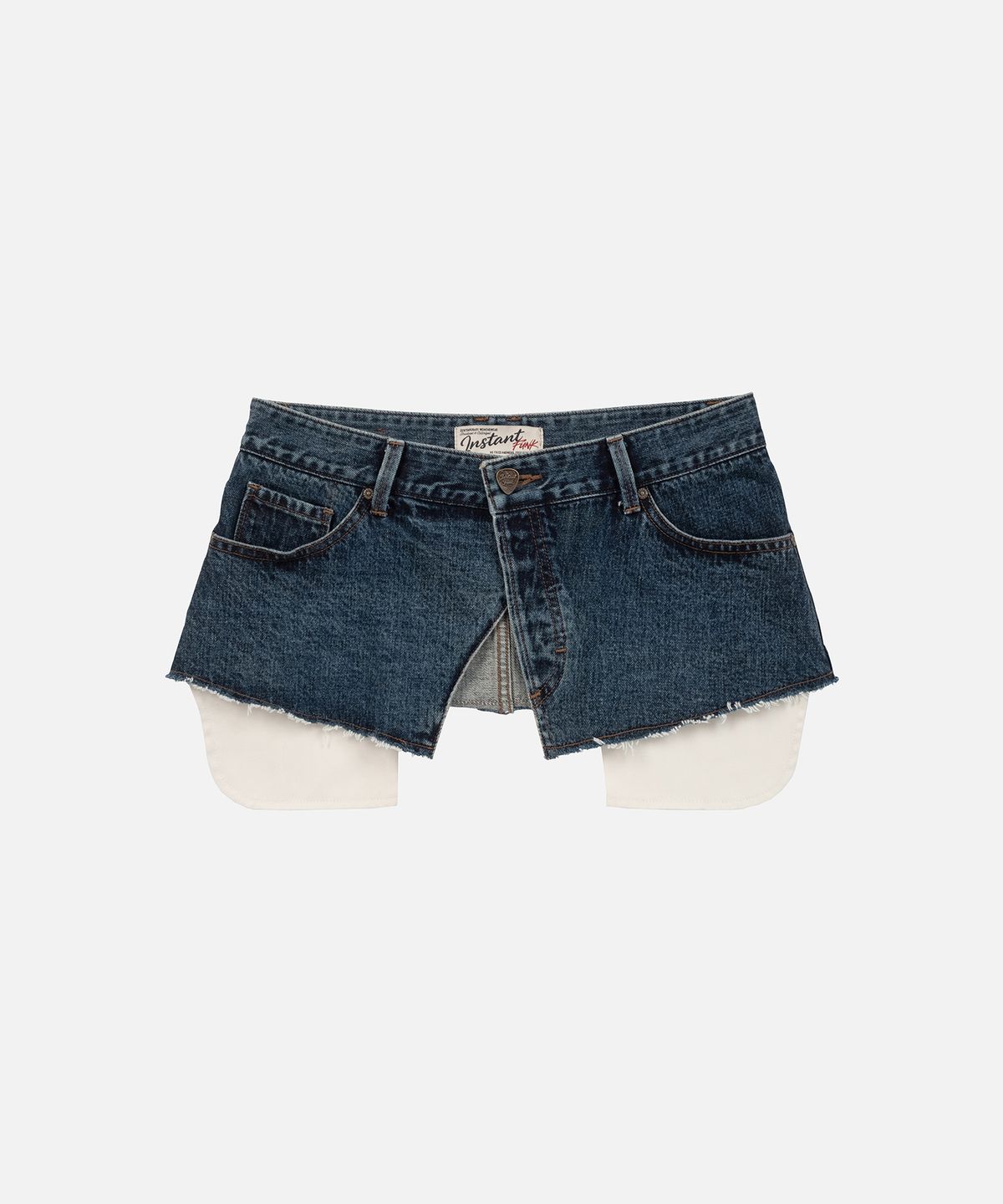 인스턴트펑크(INSTANTFUNK) RAW EDGE DENIM WRAP SKIRT - BLUE