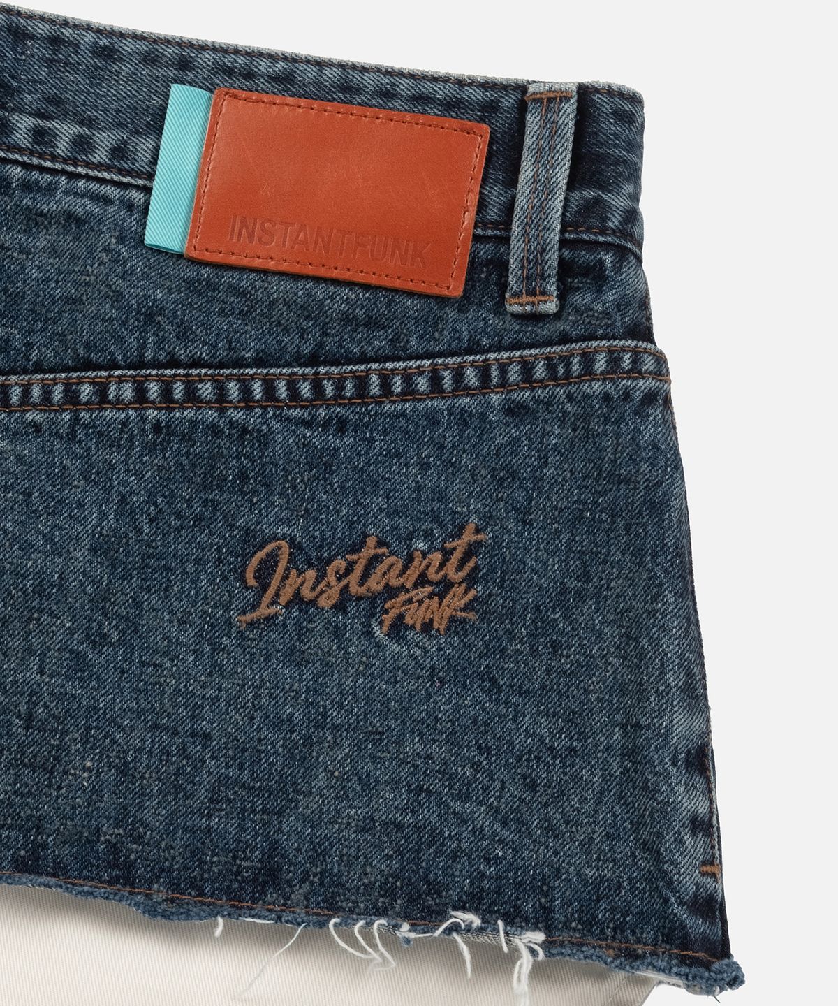 인스턴트펑크(INSTANTFUNK) RAW EDGE DENIM WRAP SKIRT - BLUE