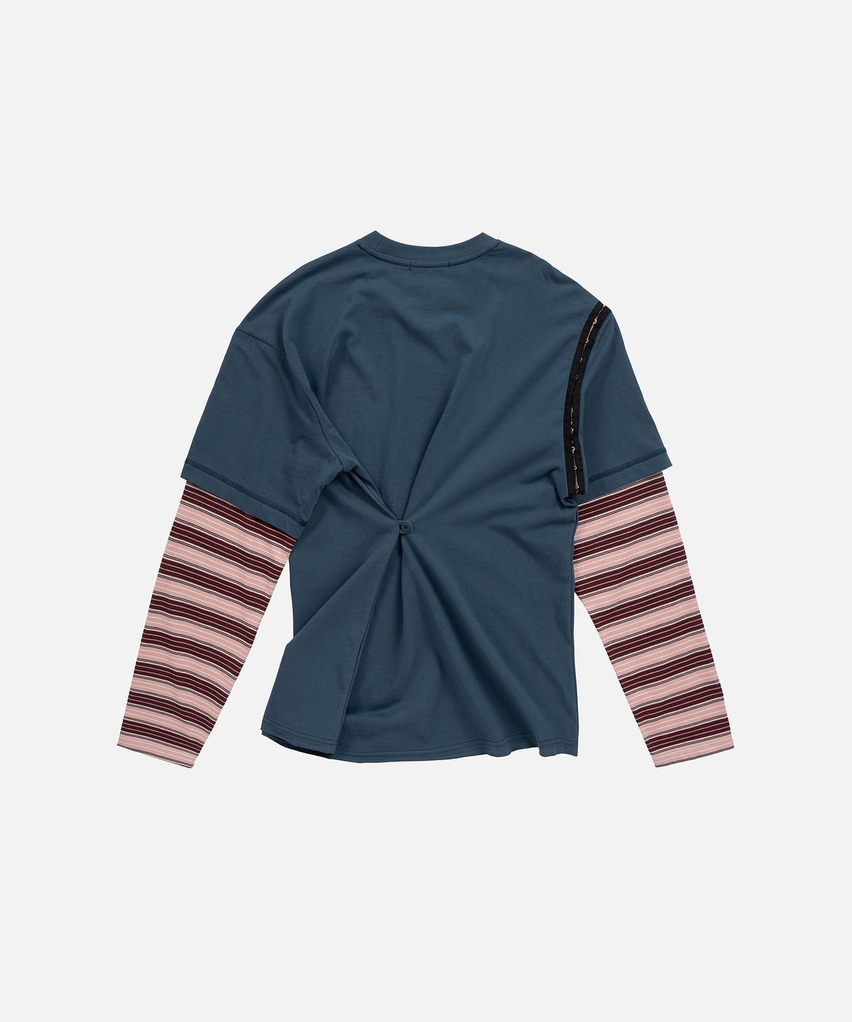 인스턴트펑크(INSTANTFUNK) LAYERED SLEEVE STRIPE T SHIRT - NAVY