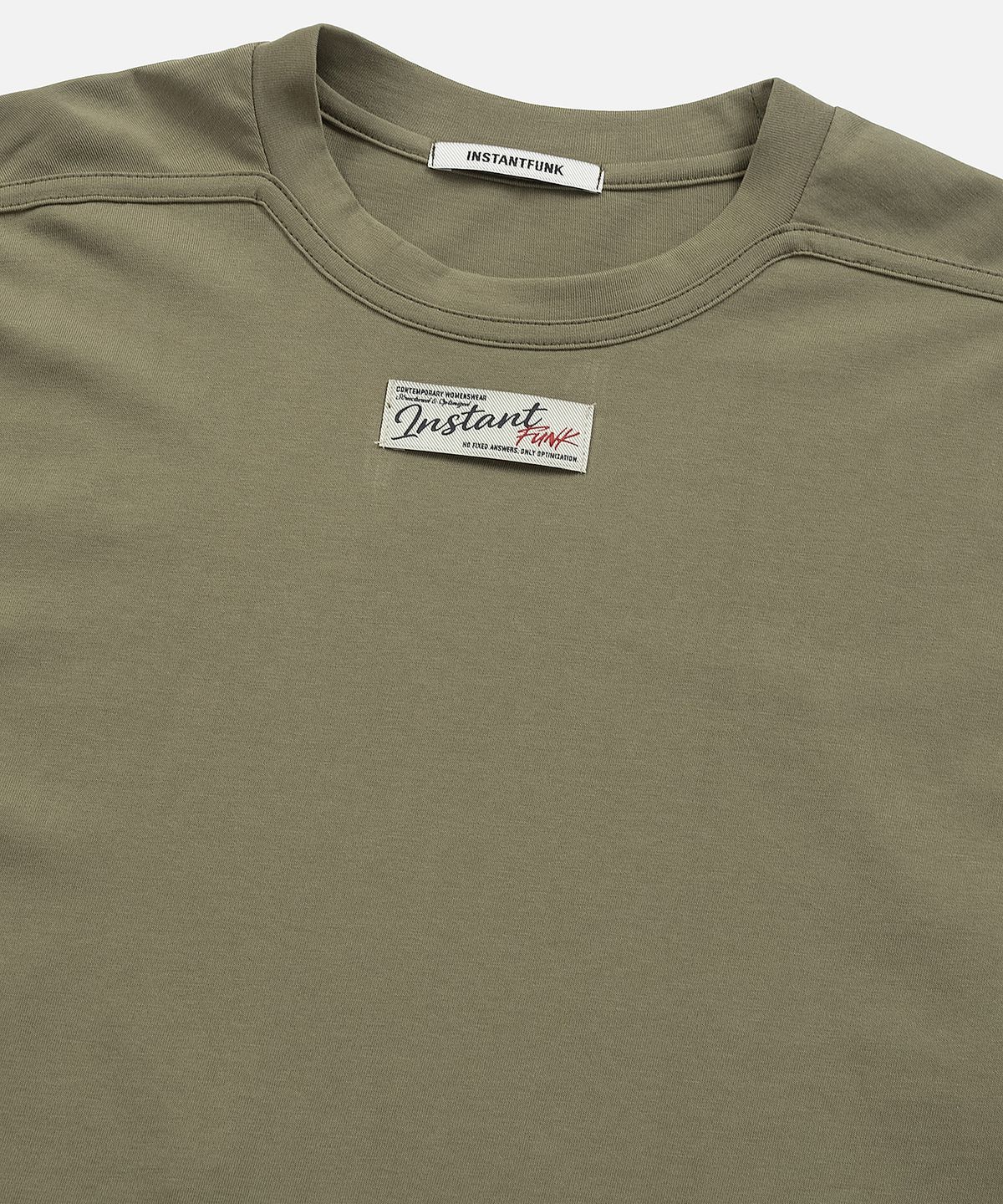 인스턴트펑크(INSTANTFUNK) LAYERED SLEEVE STRIPE T SHIRT - KHAKI