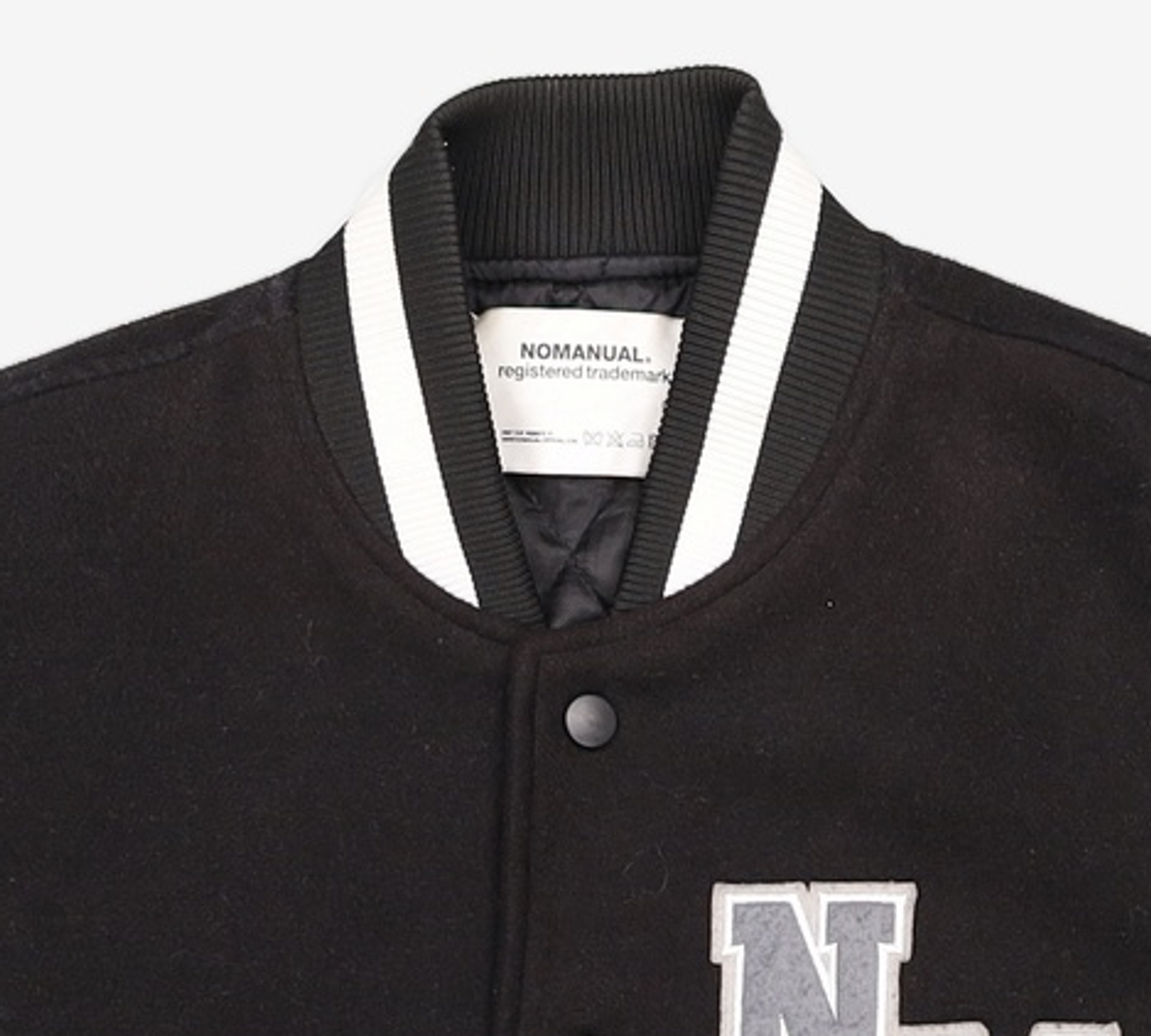 노매뉴얼(NOMANUAL) TAYLOR VARSITY JACKET - BLACK L