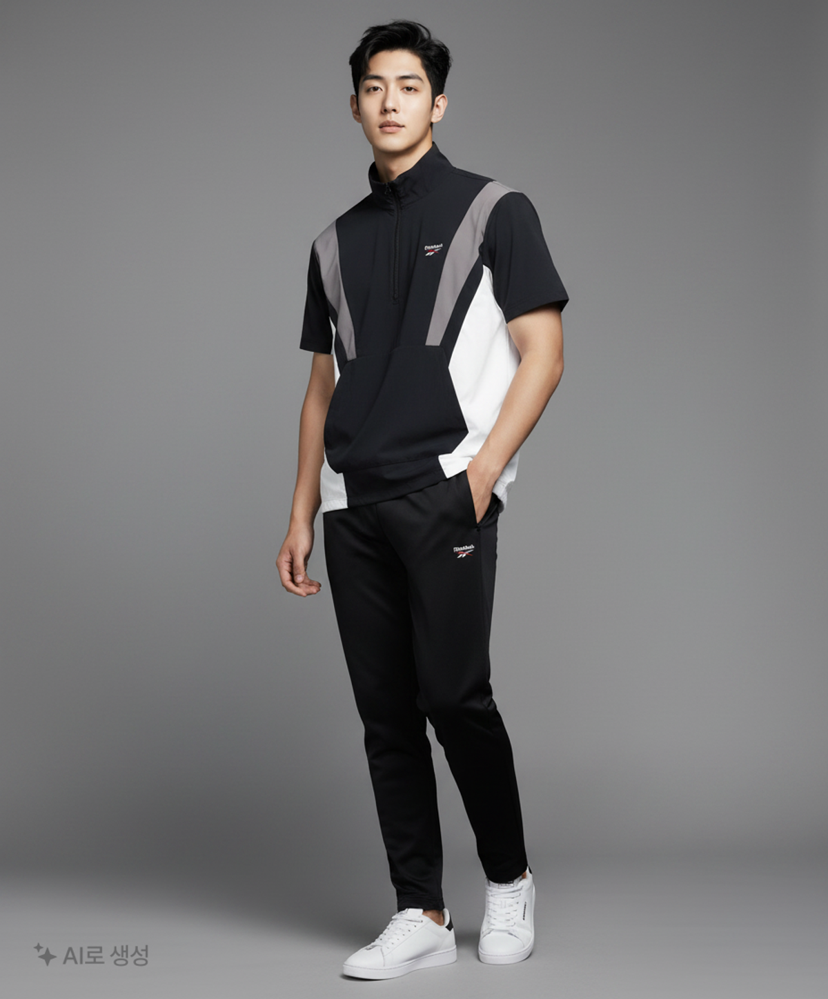 리복(REEBOK) DNA 반팔 아노락 - 블랙 XL