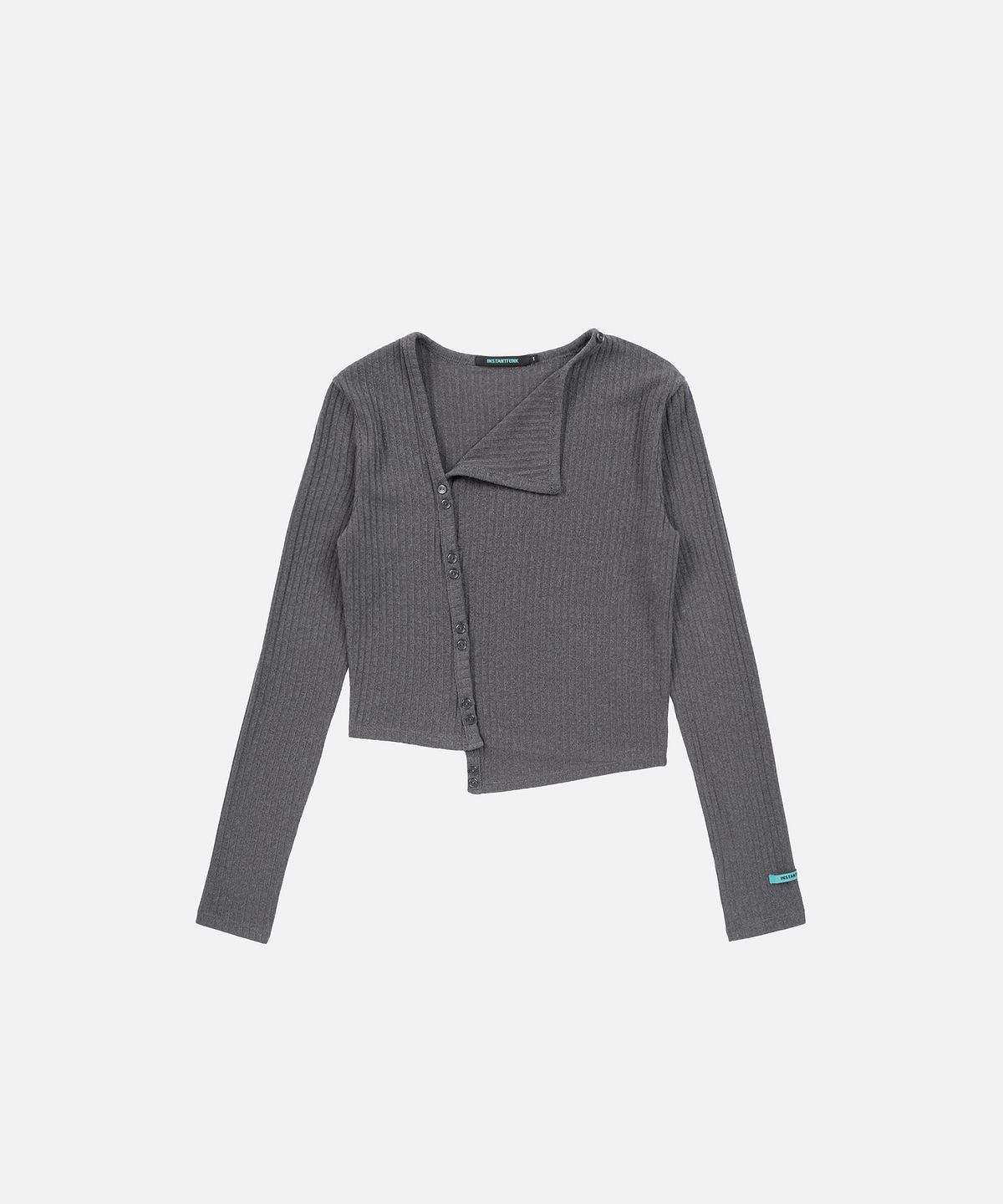 인스턴트펑크(INSTANTFUNK) RIB HALTER CARDIGAN SET UP - CHARCOAL