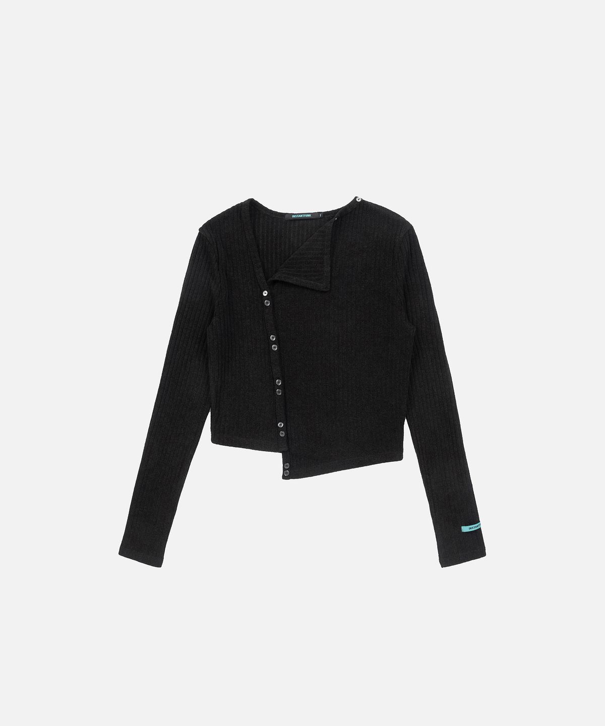 인스턴트펑크(INSTANTFUNK) RIB HALTER CARDIGAN SET UP - BLACK