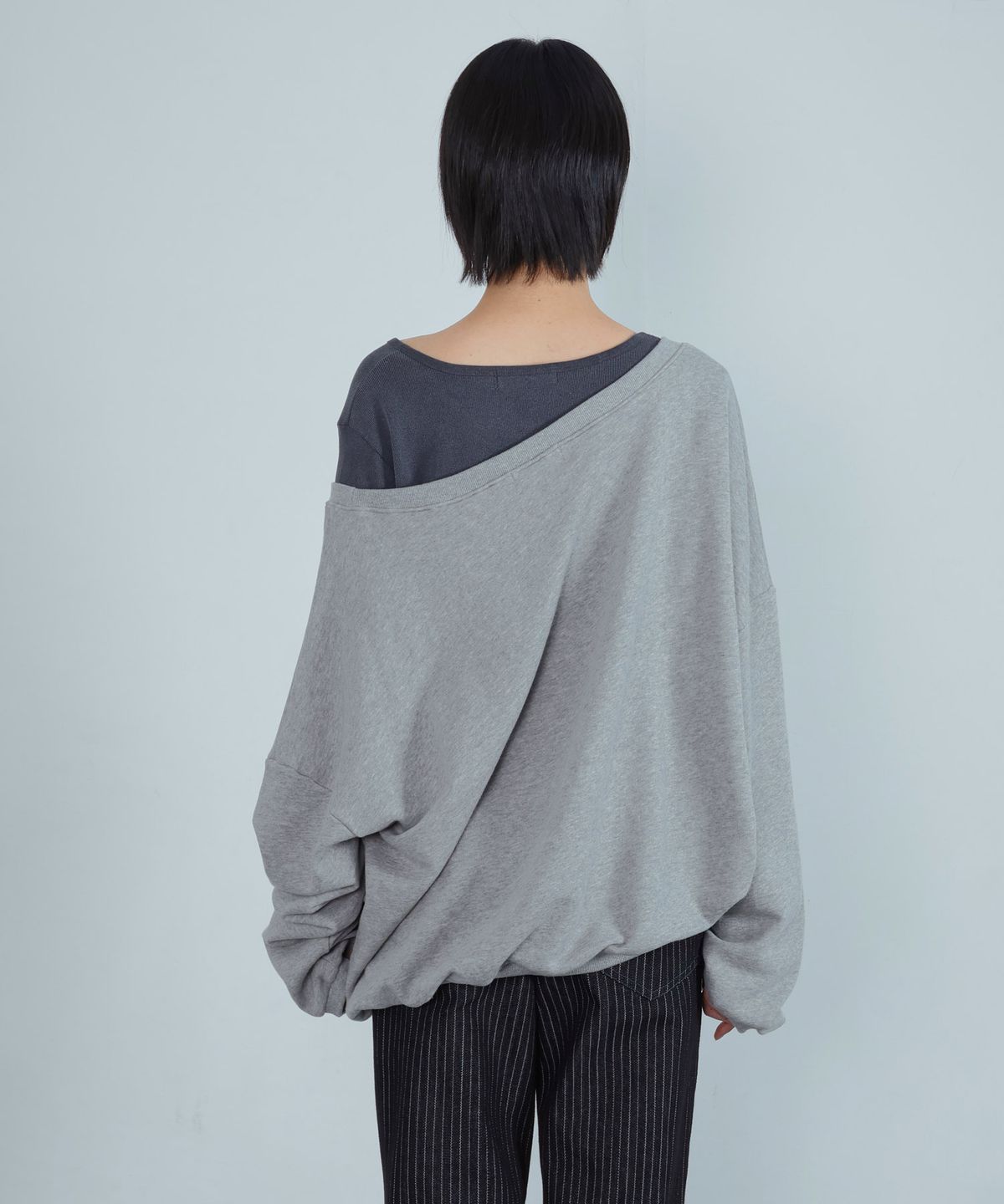 키지코(KIJIKO) ke312. Eyelet Pinch Sweatshirt Melange Gray