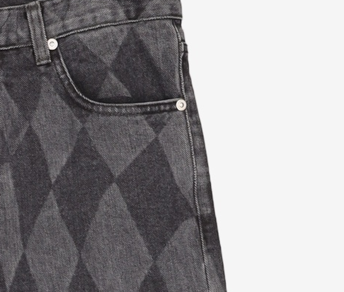 노매뉴얼(NOMANUAL) D.T CHECKERBOARD DENIM PANTS - WASHED BLACK S