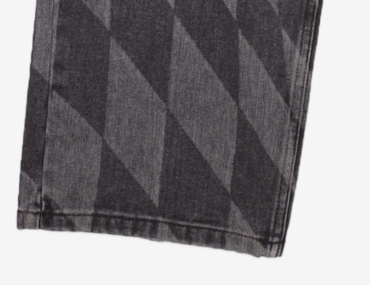 노매뉴얼(NOMANUAL) D.T CHECKERBOARD DENIM PANTS - WASHED BLACK S