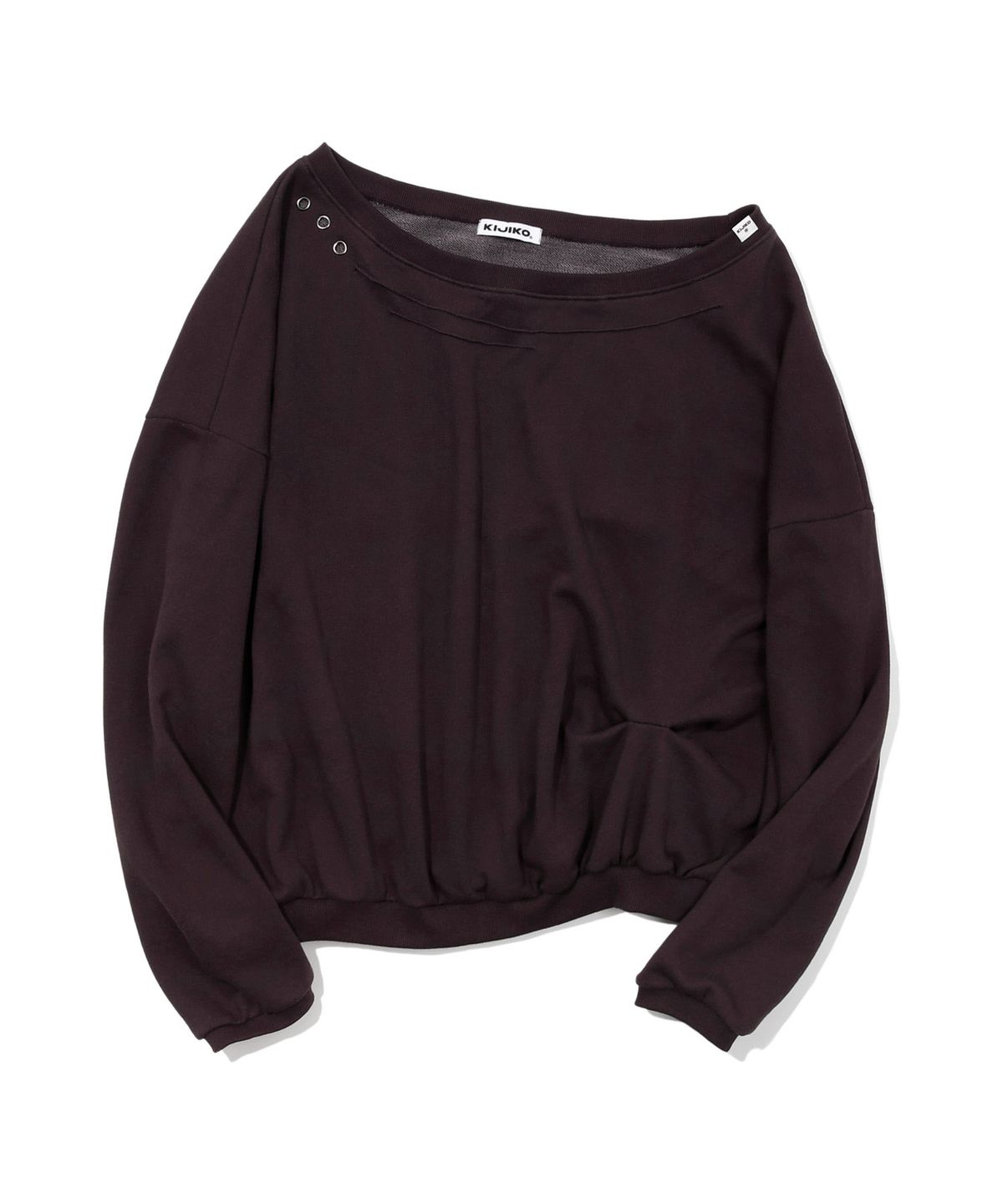 키지코(KIJIKO) ke312. Eyelet Pinch Sweatshirt Burgundy