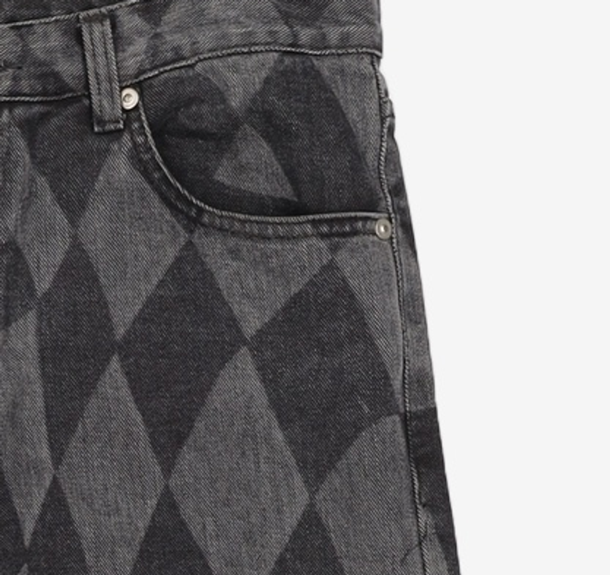 노매뉴얼(NOMANUAL) D.T CHECKERBOARD DENIM PANTS - WASHED BLACK M