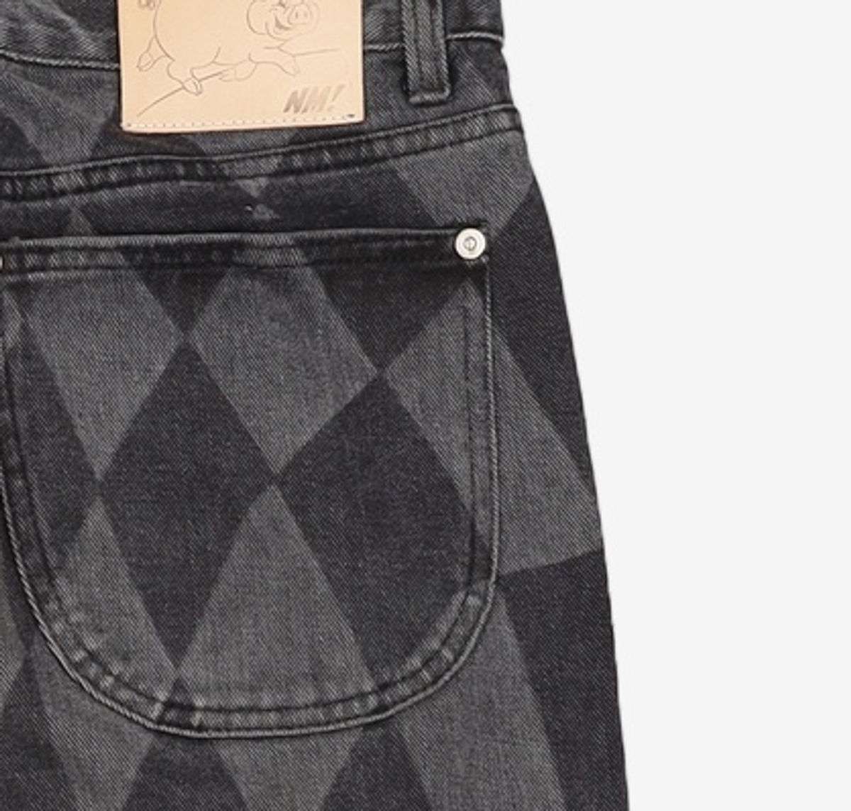 노매뉴얼(NOMANUAL) D.T CHECKERBOARD DENIM PANTS - WASHED BLACK M