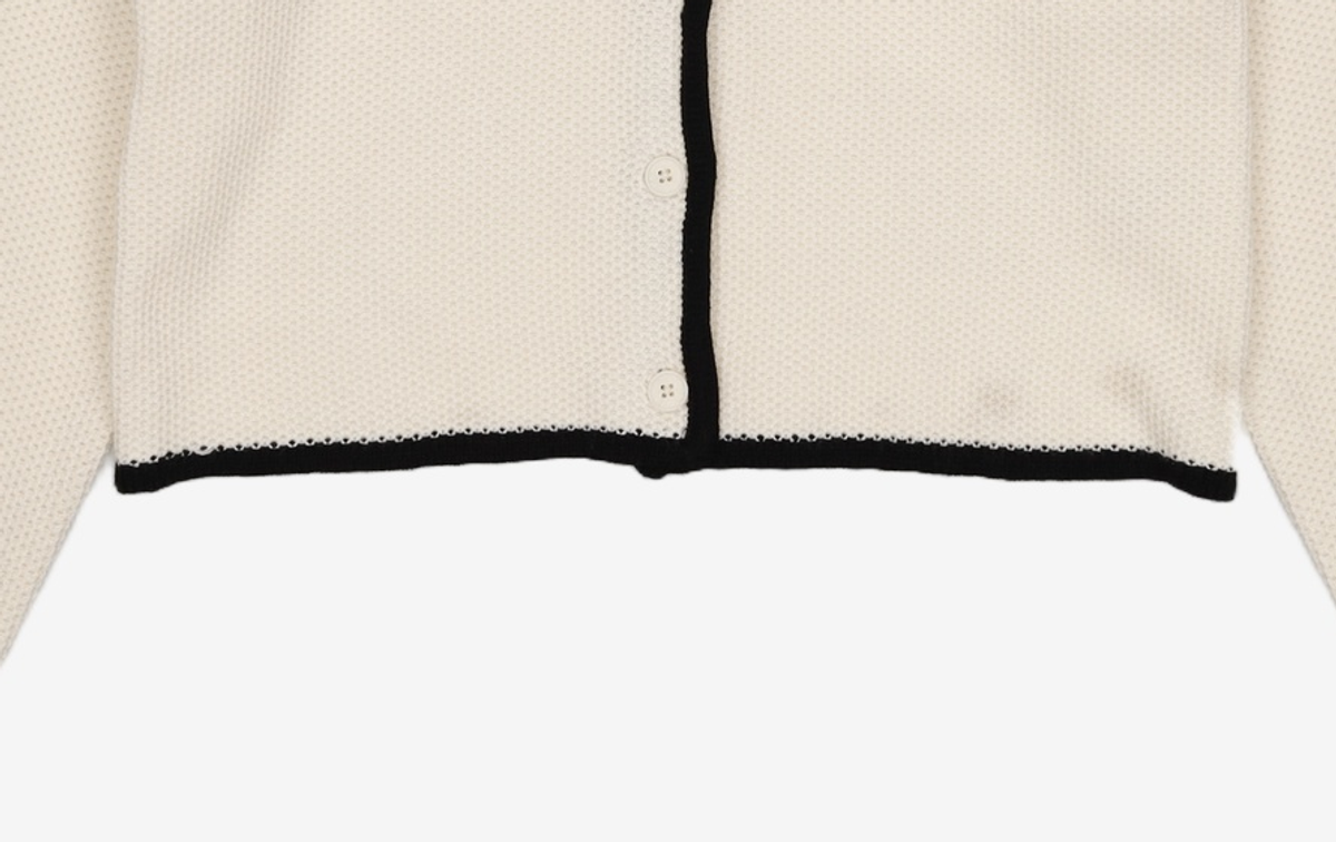 미쏘(MIXXO) 빅카라 배색 가디건 MIWCKD124T L