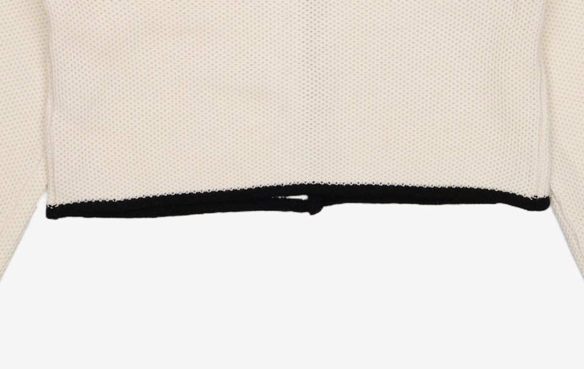 미쏘(MIXXO) 빅카라 배색 가디건 MIWCKD124T L