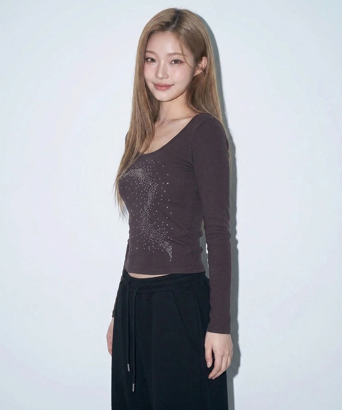 본슬리피(BORN SLIPPY) Future Wave Rib Long Sleeve Tee (Brown)