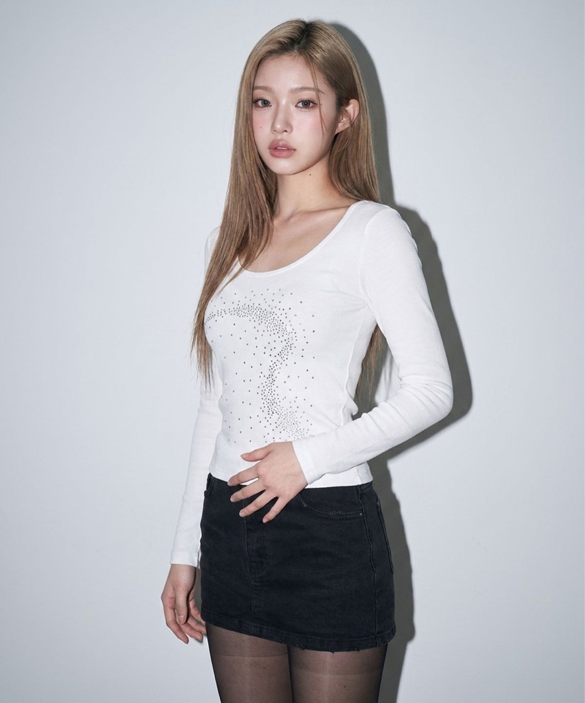 본슬리피(BORN SLIPPY) Future Wave Rib Long Sleeve Tee (Ivory)
