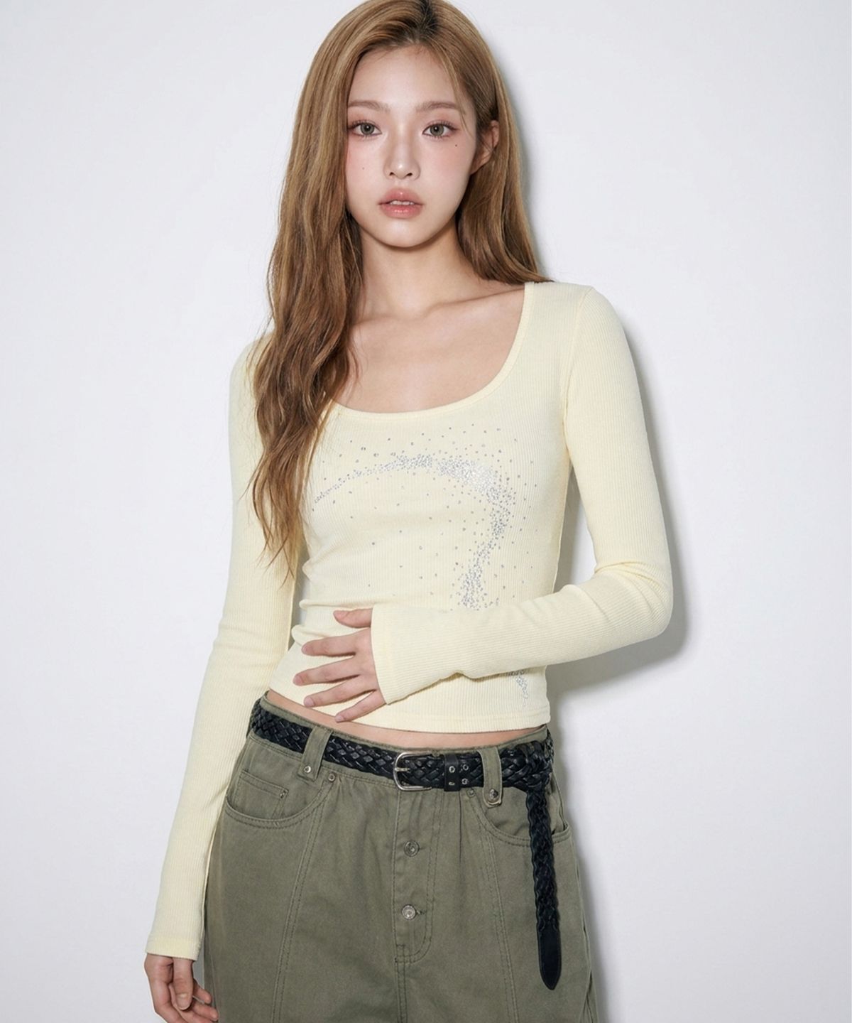 본슬리피(BORN SLIPPY) Future Wave Rib Long Sleeve Tee (Yellow)