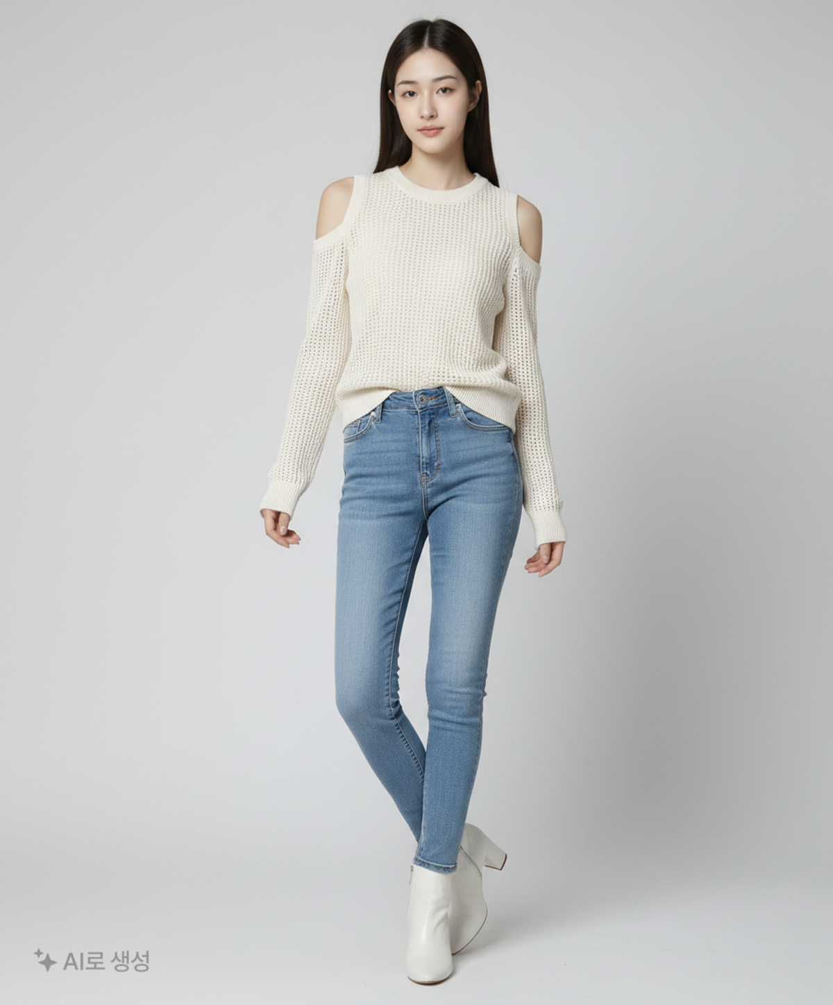 게스(GUESS) 여성 어깨트임 메쉬 스웨터 S